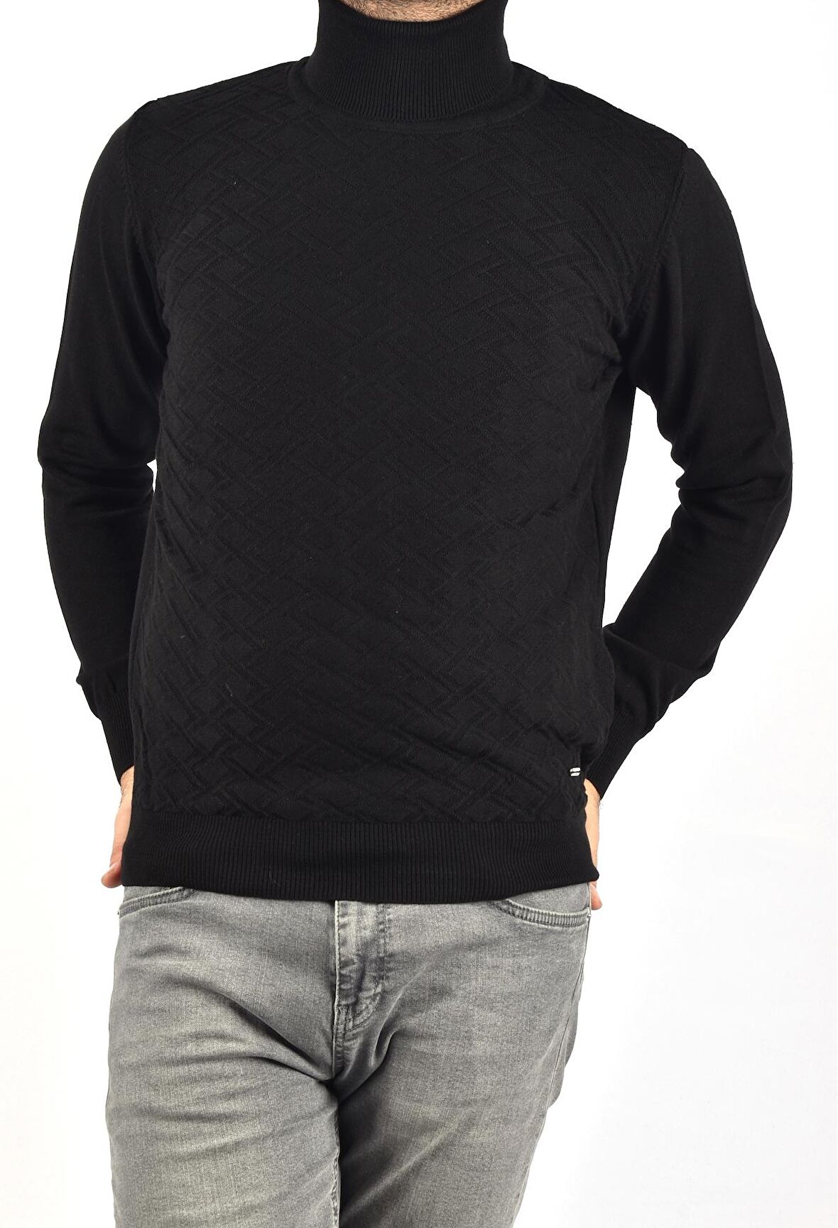 R22507 TAM BALIKÇI TRİKO/SİYAH/2XL