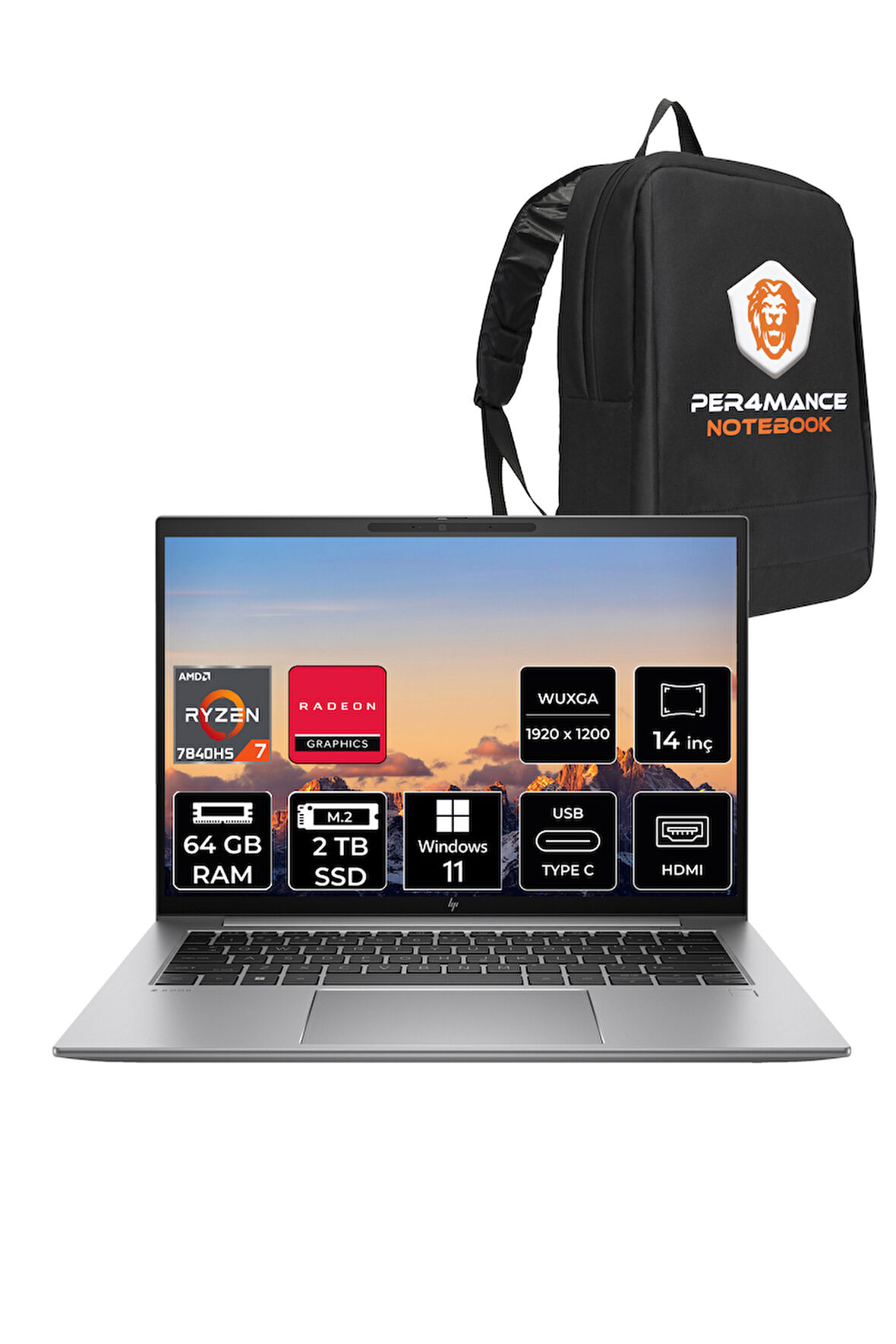HP Zbook Firefly G10 R7 7840HS 64GB 2TB SSD Radeon 780M 14'' WUXGA W11P İş İstasyonu & PER4 ÇANTA