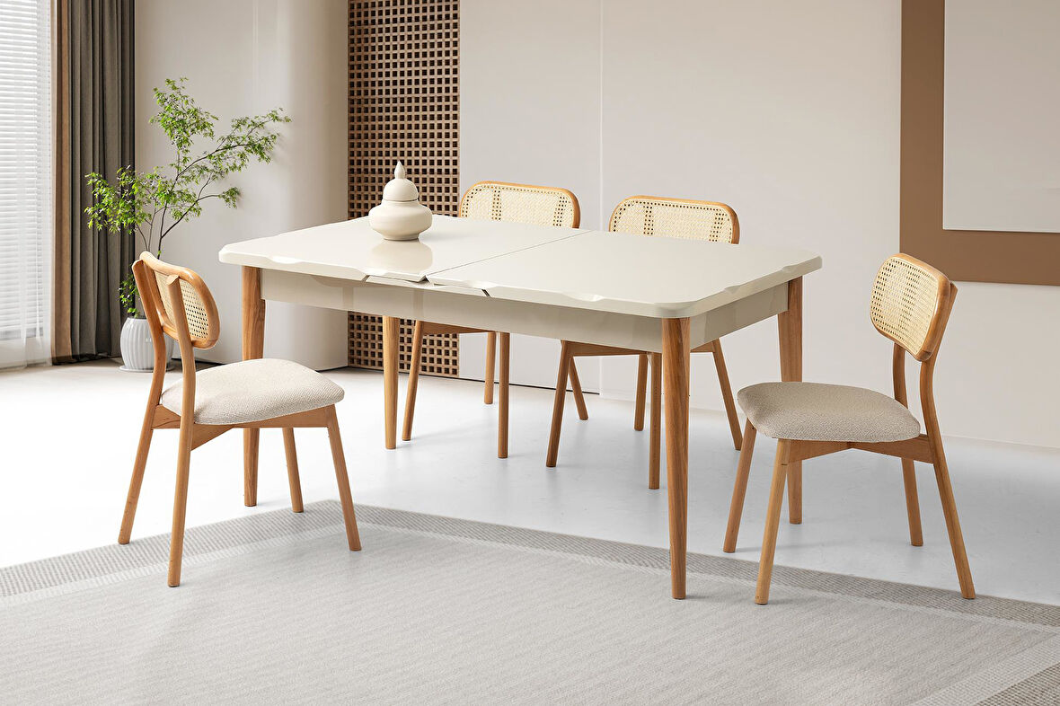 Duru Paris Mdf Lak Panel Açılır Yemek Masa Takımı 90x160