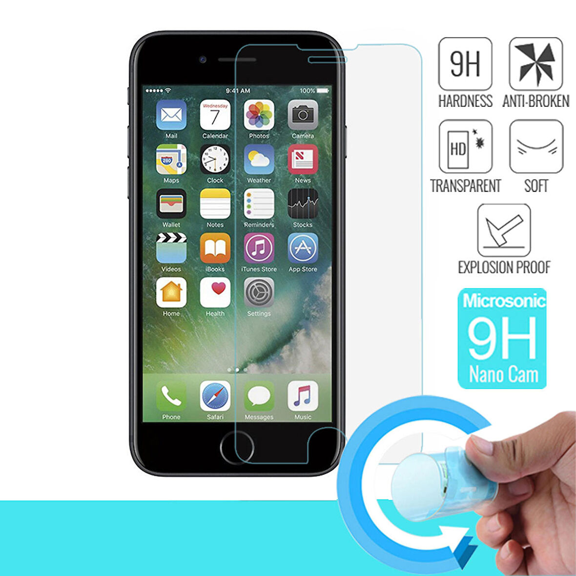 Microsonic Apple Uyumlu iPhone 8 Nano Cam Ekran koruyucu Kırılmaz film