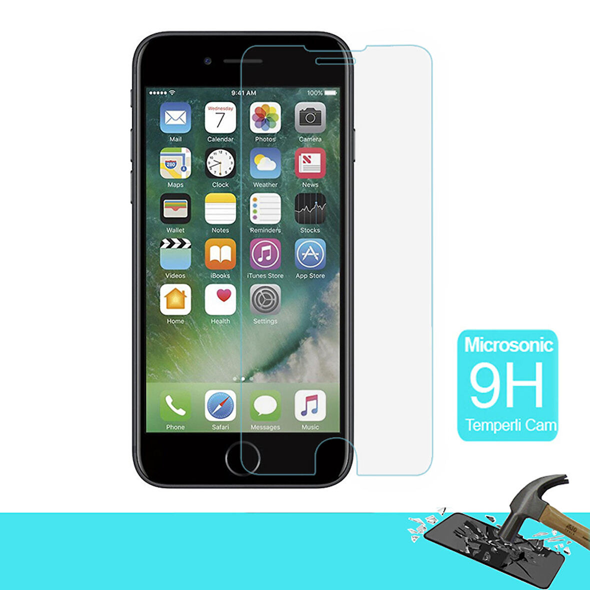 Microsonic Apple Uyumlu iPhone 8 Temperli Cam Ekran koruyucu Kırılmaz film