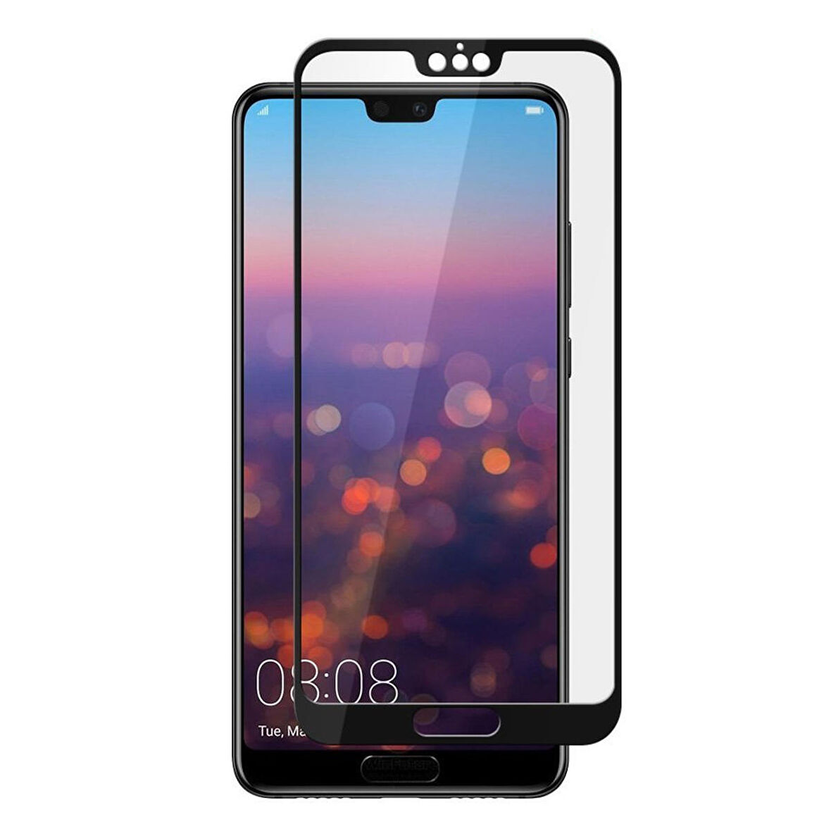 Microsonic Huawei P20 Tam Kaplayan Temperli Cam Ekran koruyucu Kırılmaz Film Siyah
