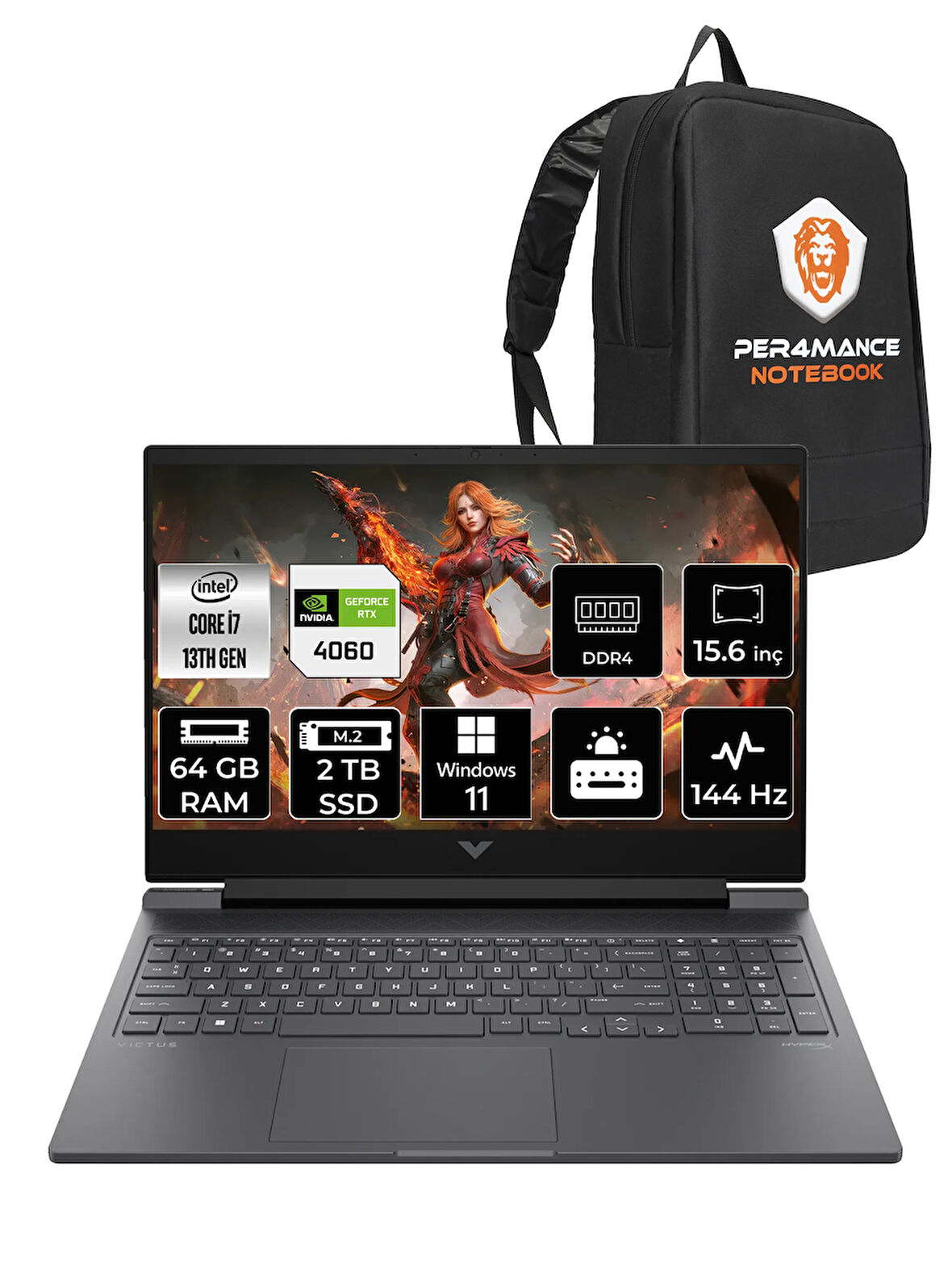 HP Victus 15 i7-13620H 64GB RAM 2TB SSD RTX4060/8GB 144Hz 15.6'' FHD W11H Gaming Laptop & PER4