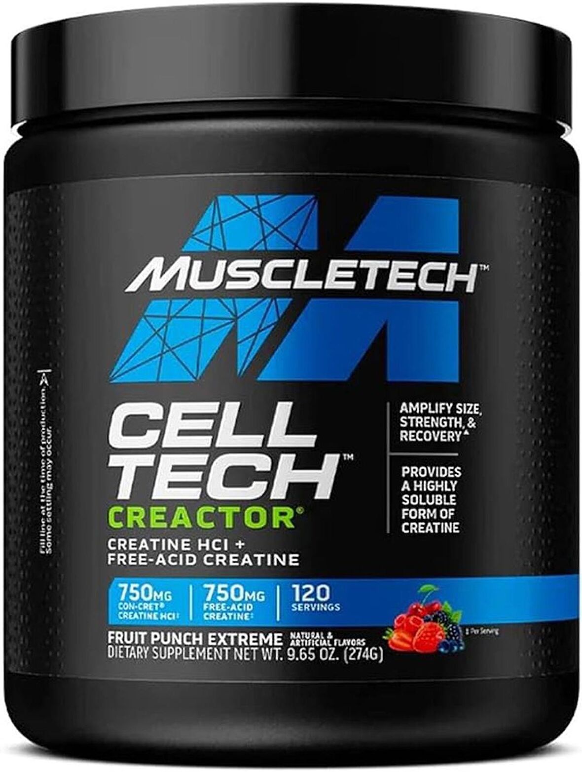 MuscleTech Cell-Tech Creactor Creatine HCl + Free-Acid Creatine Fruit Punch Extreme, 120 Servings