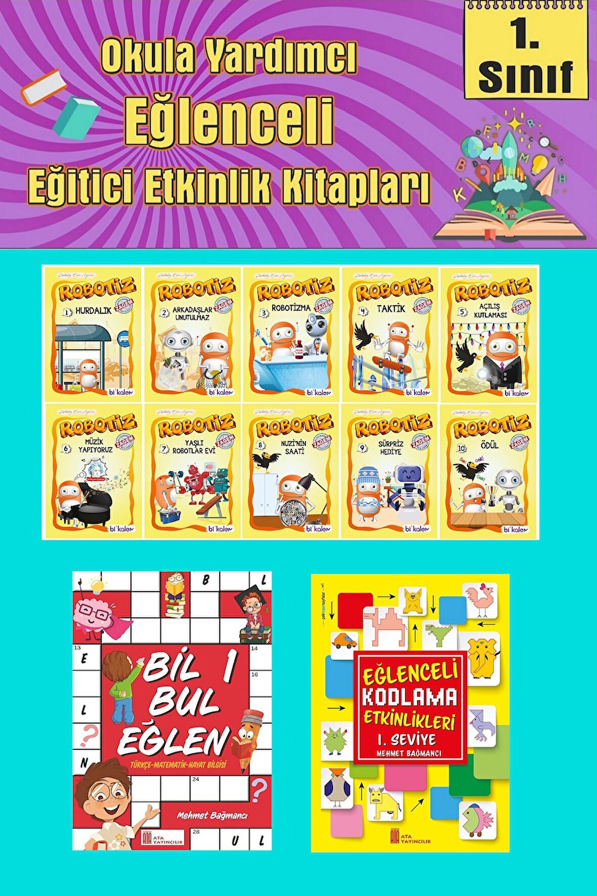 1.Sınıflar İçin Okumayı Sevdiren 10 lu Hikaye Seti -Bil Bul Eğlen-Kodlama 7 (Okulda Evde Tatilde)