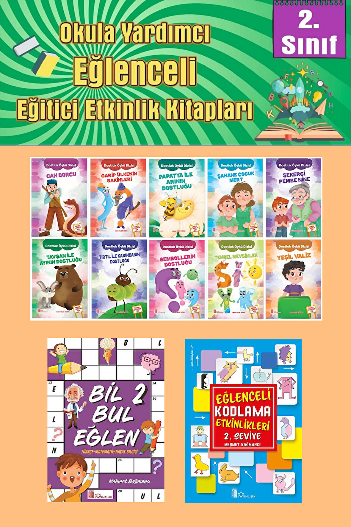 2.Sınıflar İçin Okumayı Sevdiren 10 lu Hikaye Seti -Bil Bul Eğlen-Kodlama 8 (Okulda Evde Tatilde)
