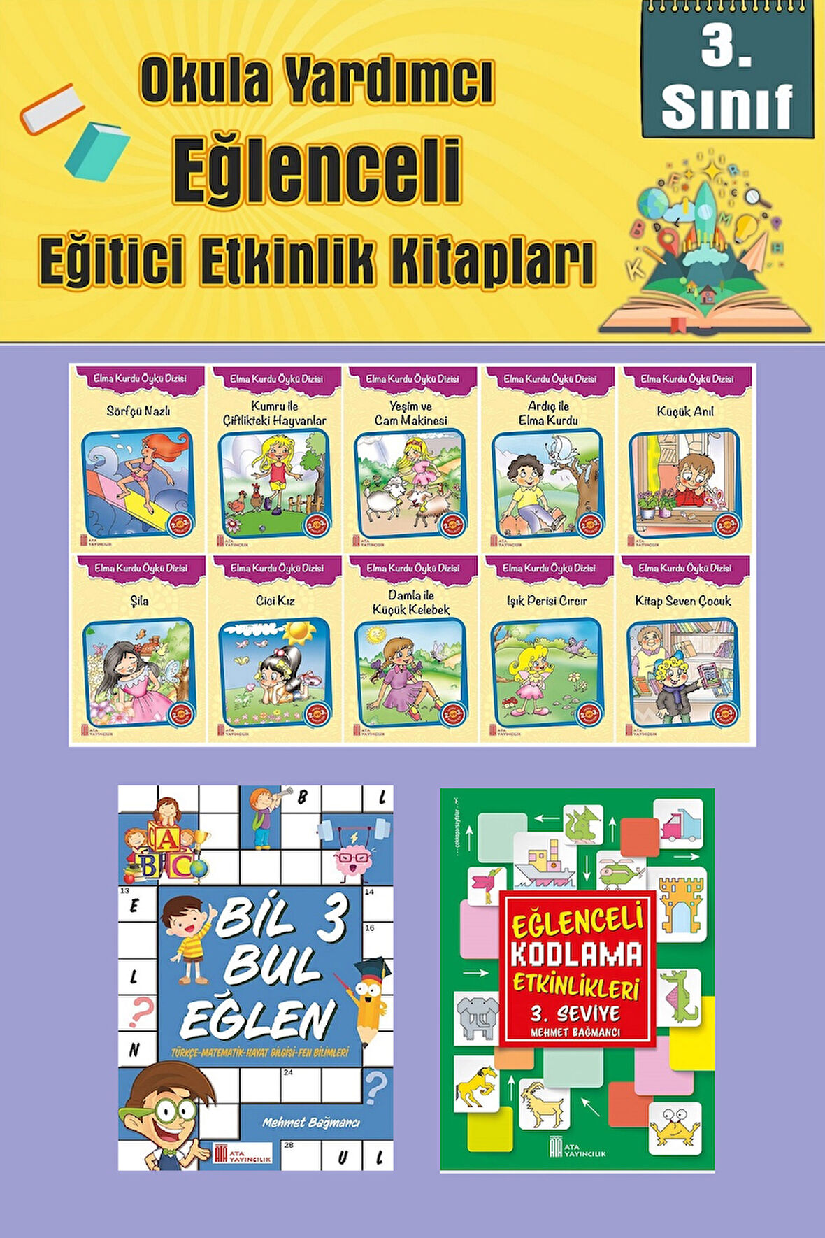 3.Sınıflar İçin Okumayı Sevdiren 10 lu Hikaye Seti -Bil Bul Eğlen-Kodlama 6 (Okulda Evde Tatilde)