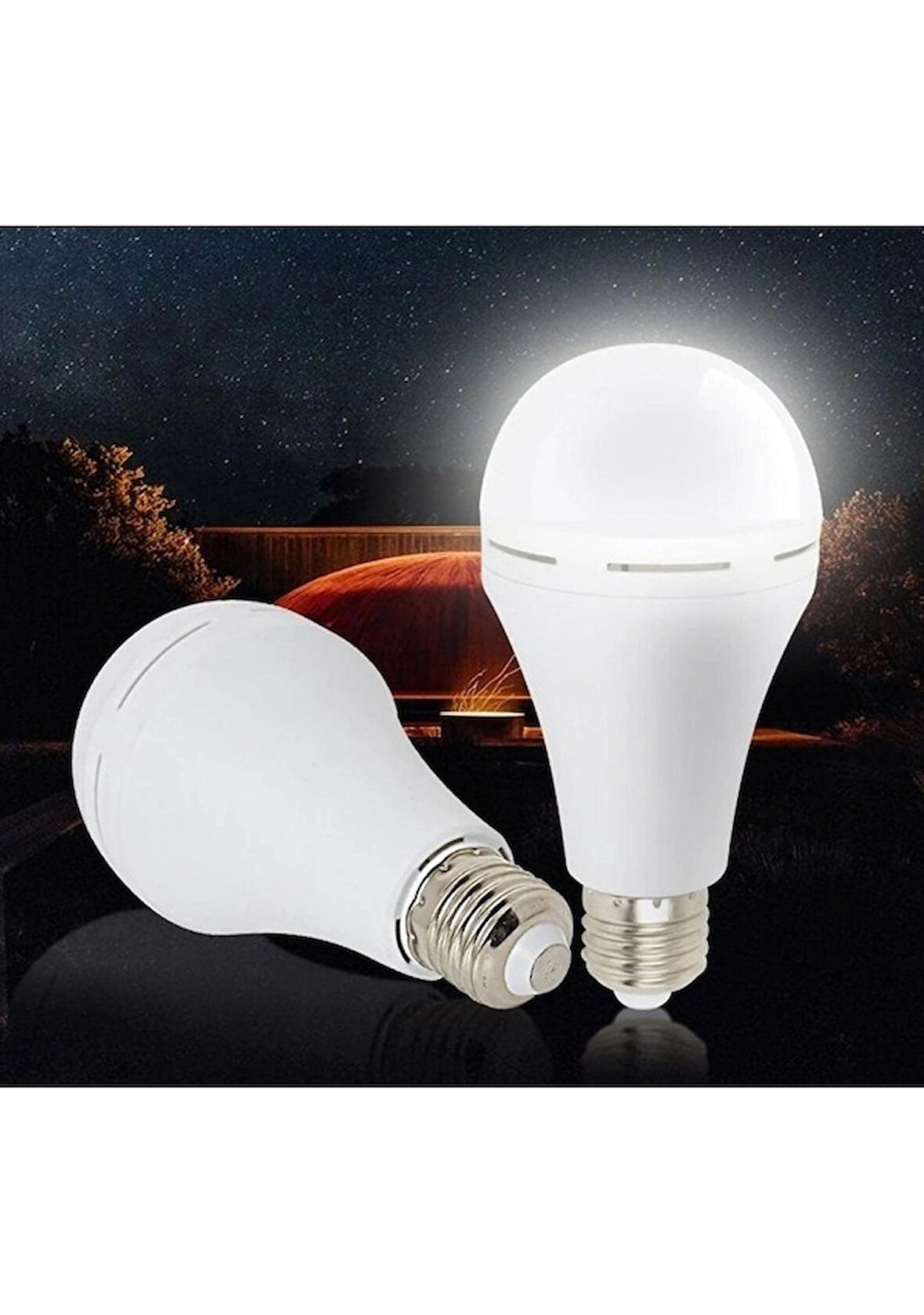 2 Adet Netfen Acil Aydınlatma Şarjlı 15w Beyaz Işık E27 Led Ampul