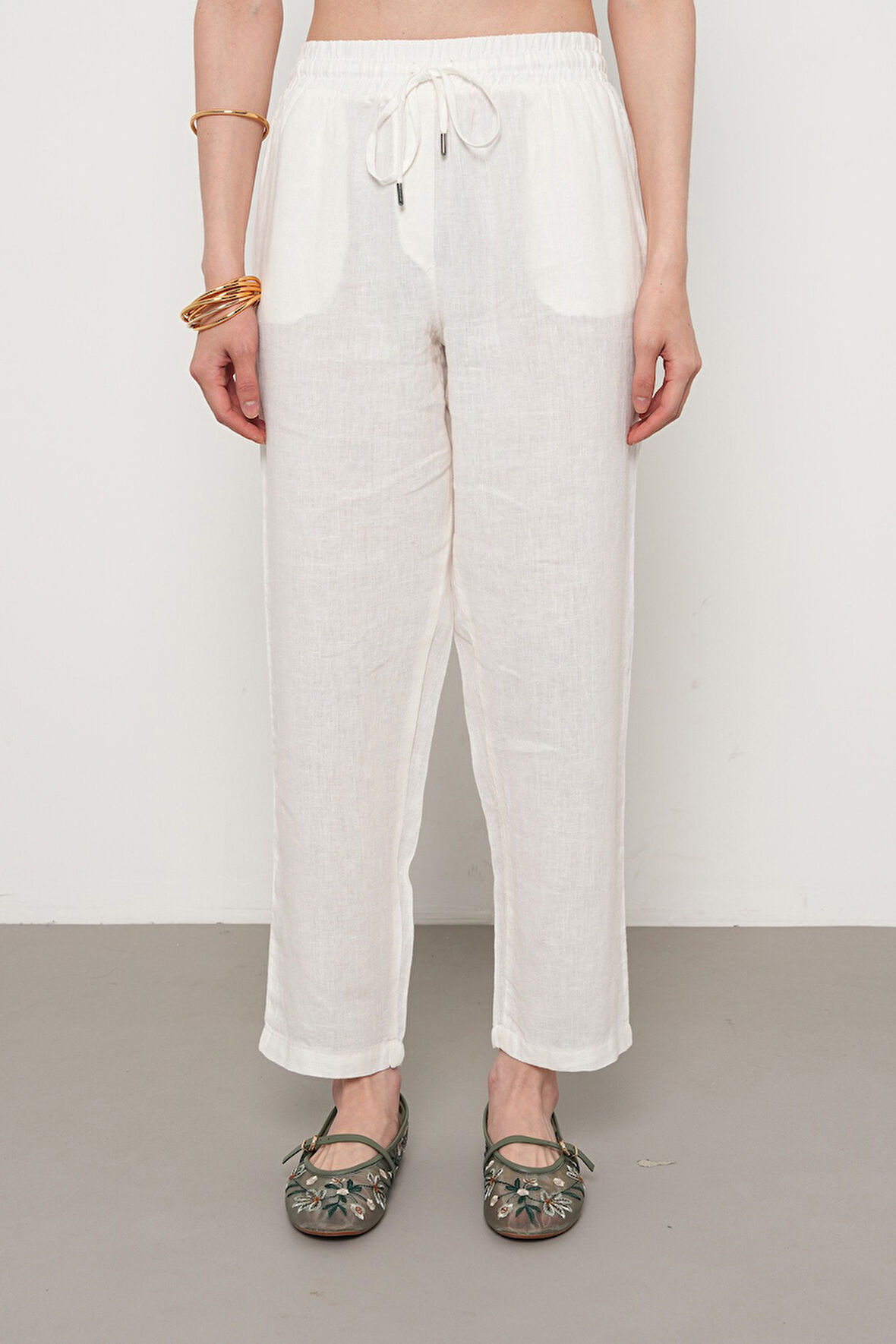 KADIN %100 İNCE KETEN REGULAR KALIP PANTOLON