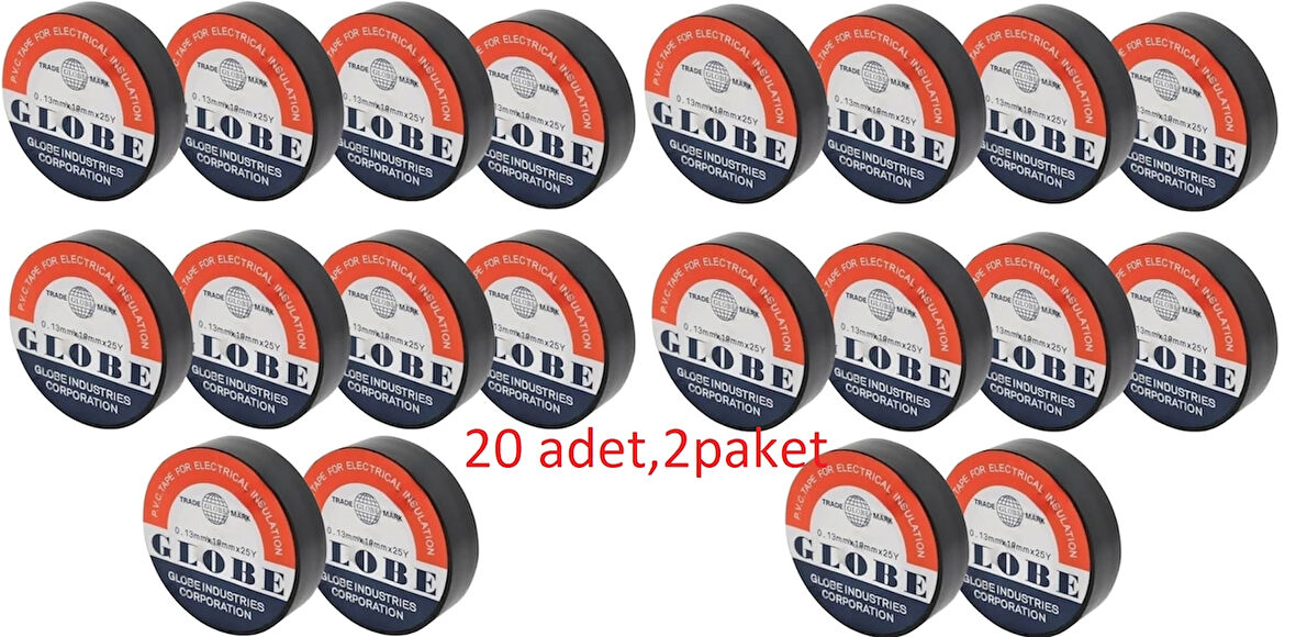 Globe 19 Mm Siyah İzole Elektrik Bant 10'lu-2Paket