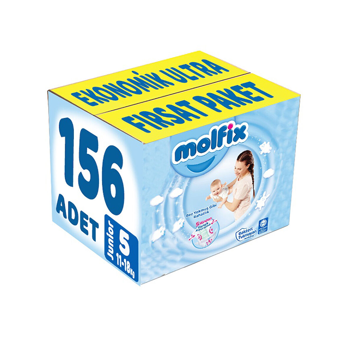Molfix Bebek Bezi 5 Numara Junior 156 Adet Ekonomik