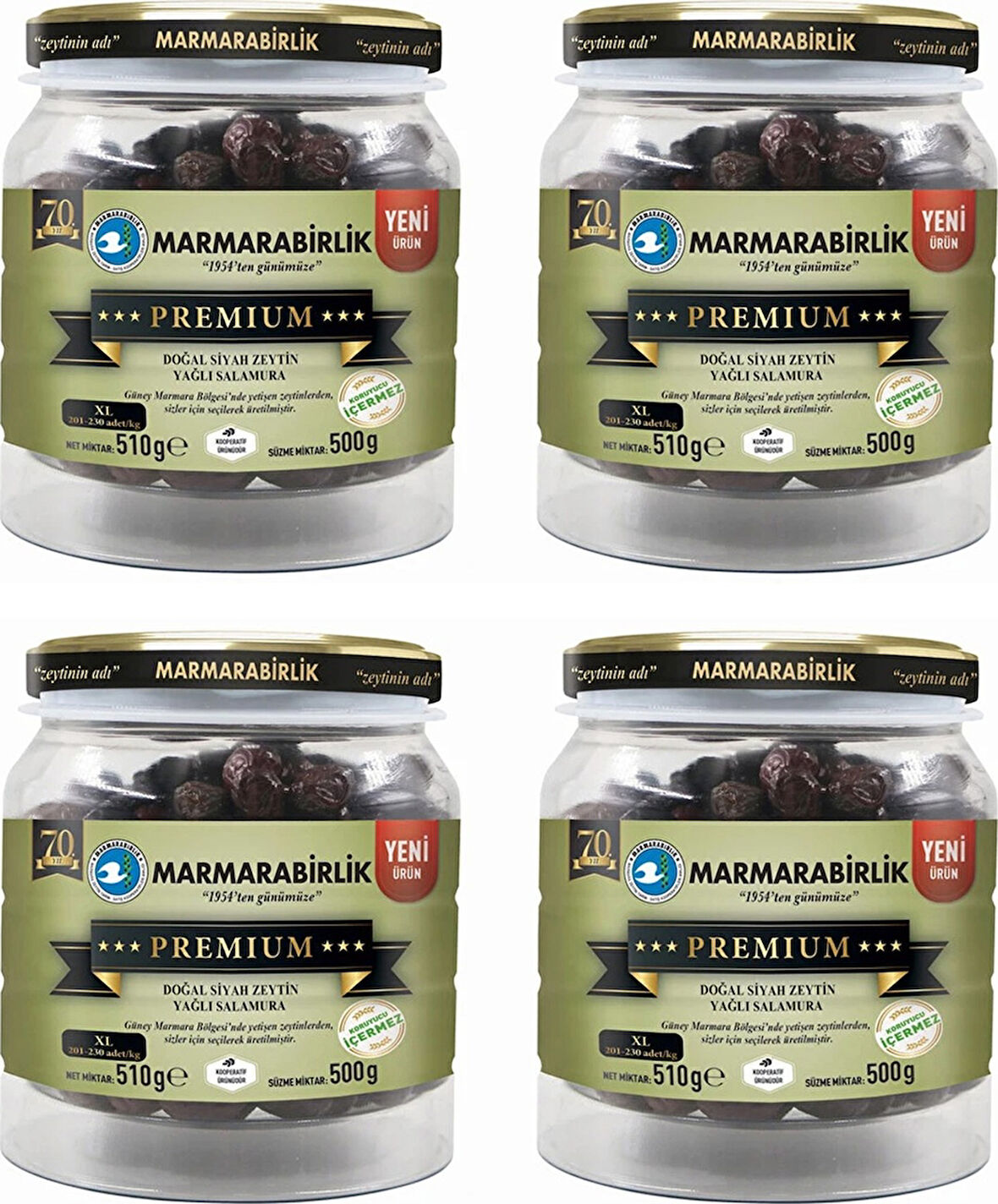 Marmarabirlik Premium XL Siyah Zeytin 4 x 500 G