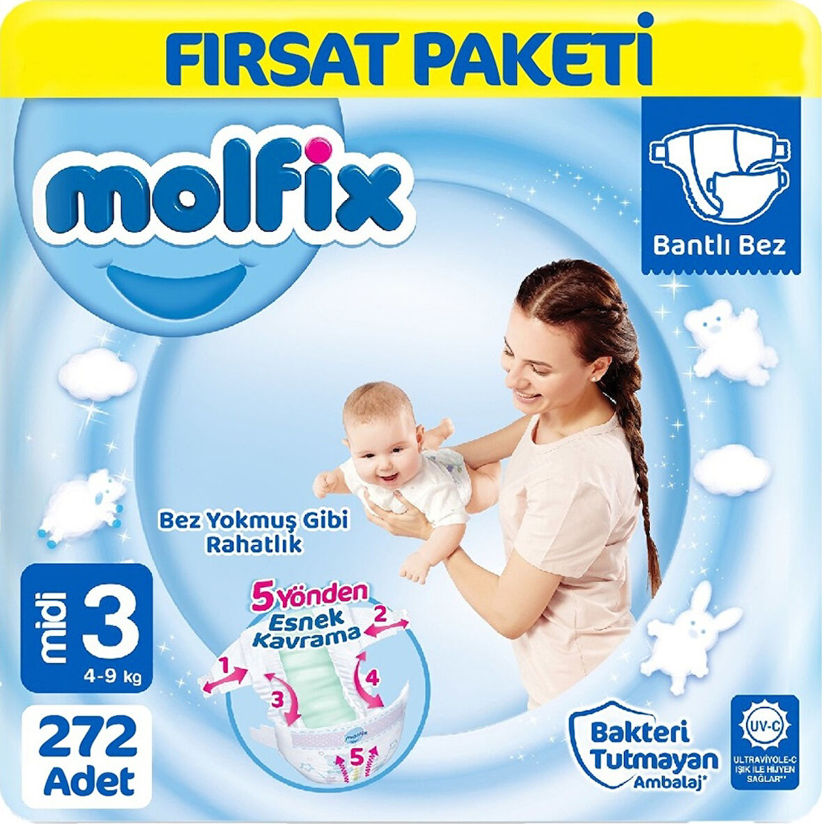 Molfix Bebek Bezi 3 Beden Fırsat Paketi 68 x 4 272 Adet