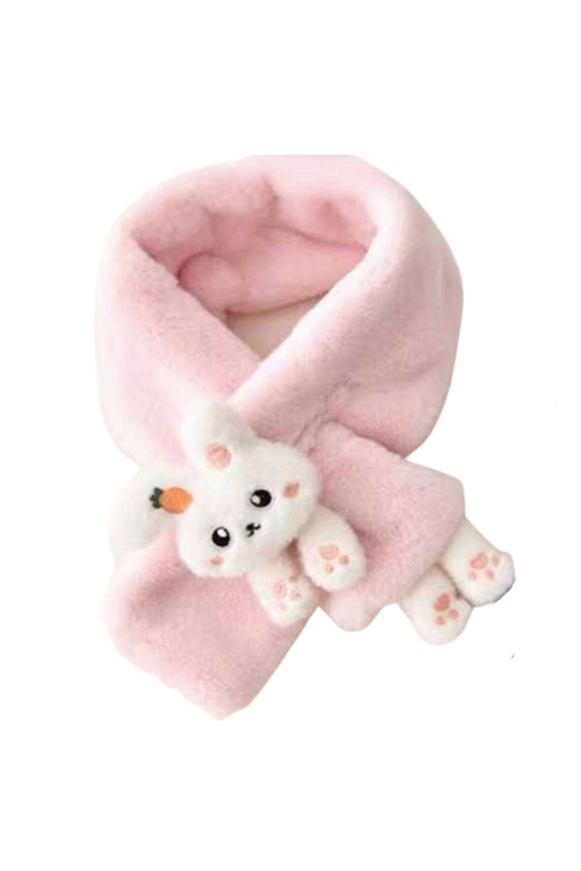 Pembe Tavşanlı Yumuşak Çocuk Kışlık Atkı Çocuk Atkı 0-8 Yaş