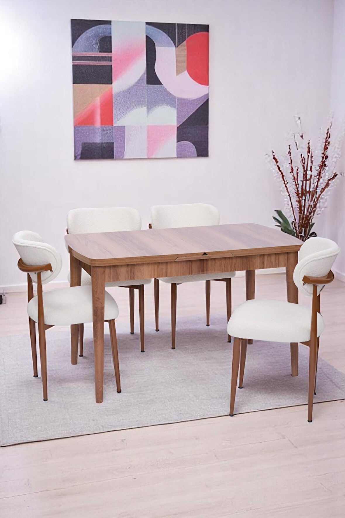 Nehir Polo Lak Panel Açılır Mutfak Masa Takımı 75x130cm