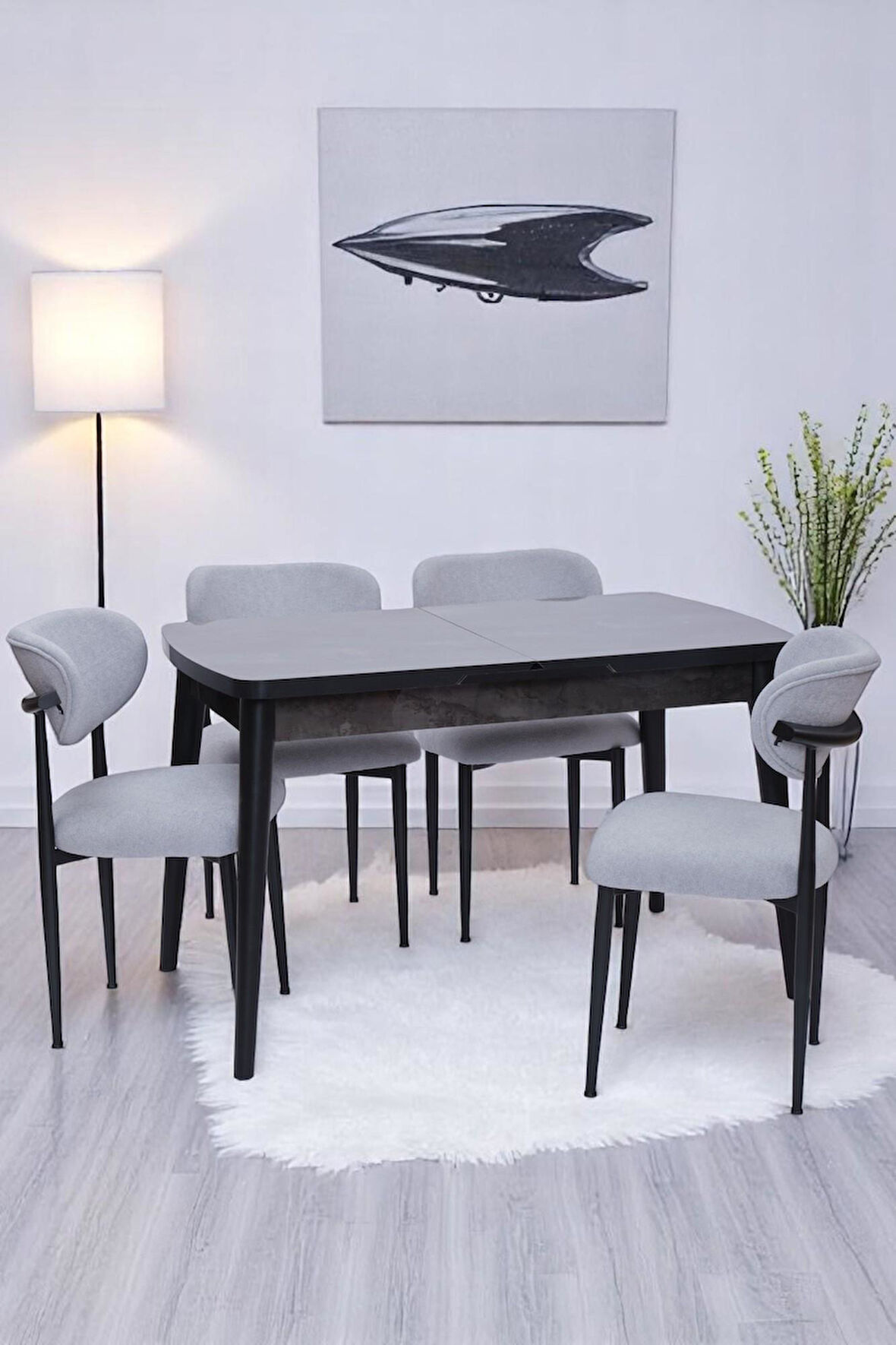 Nehir Polo Lak Panel Açılır Mutfak Masa Takımı 75x130cm