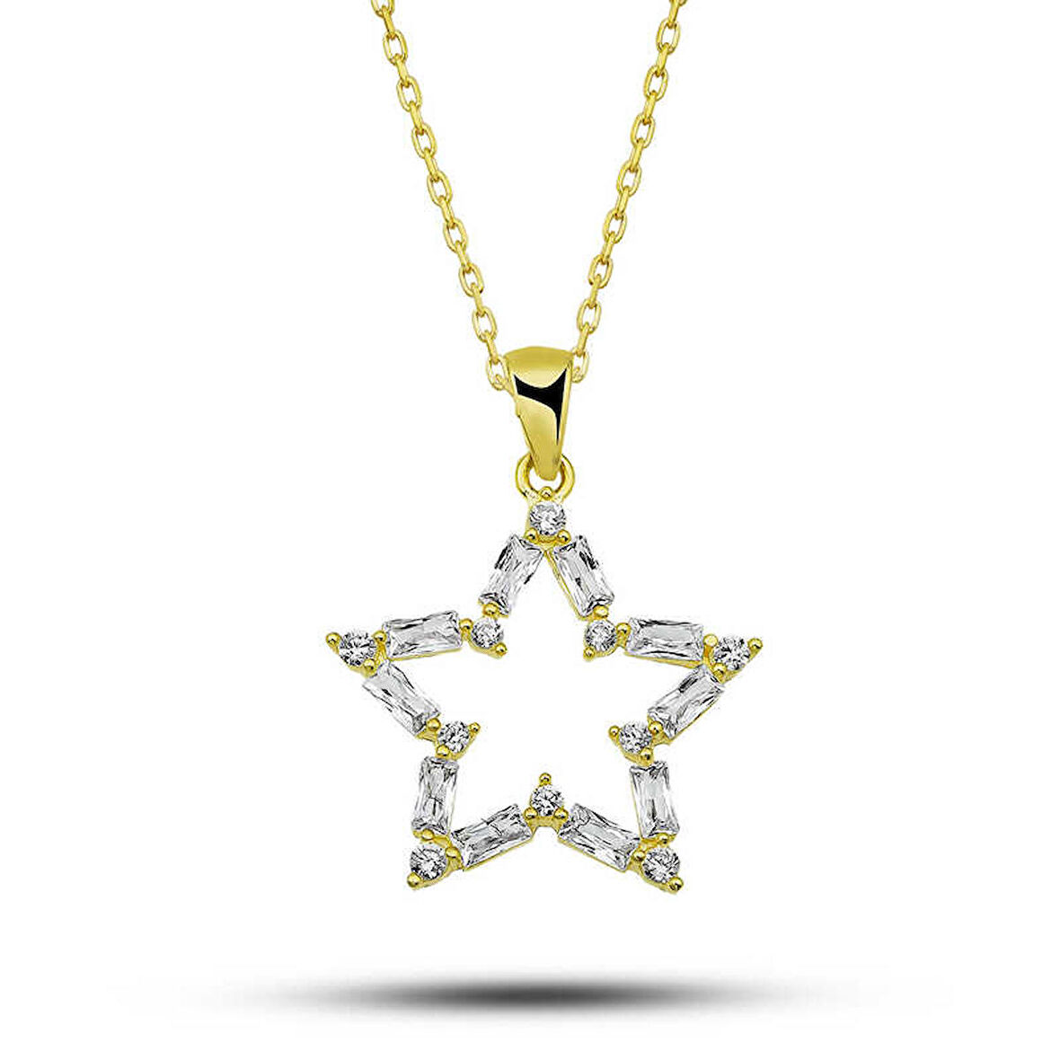 himarry ​ 925 Ayar Gümüş Gold Baget Taşlı Yıldız Kadın Kolye
