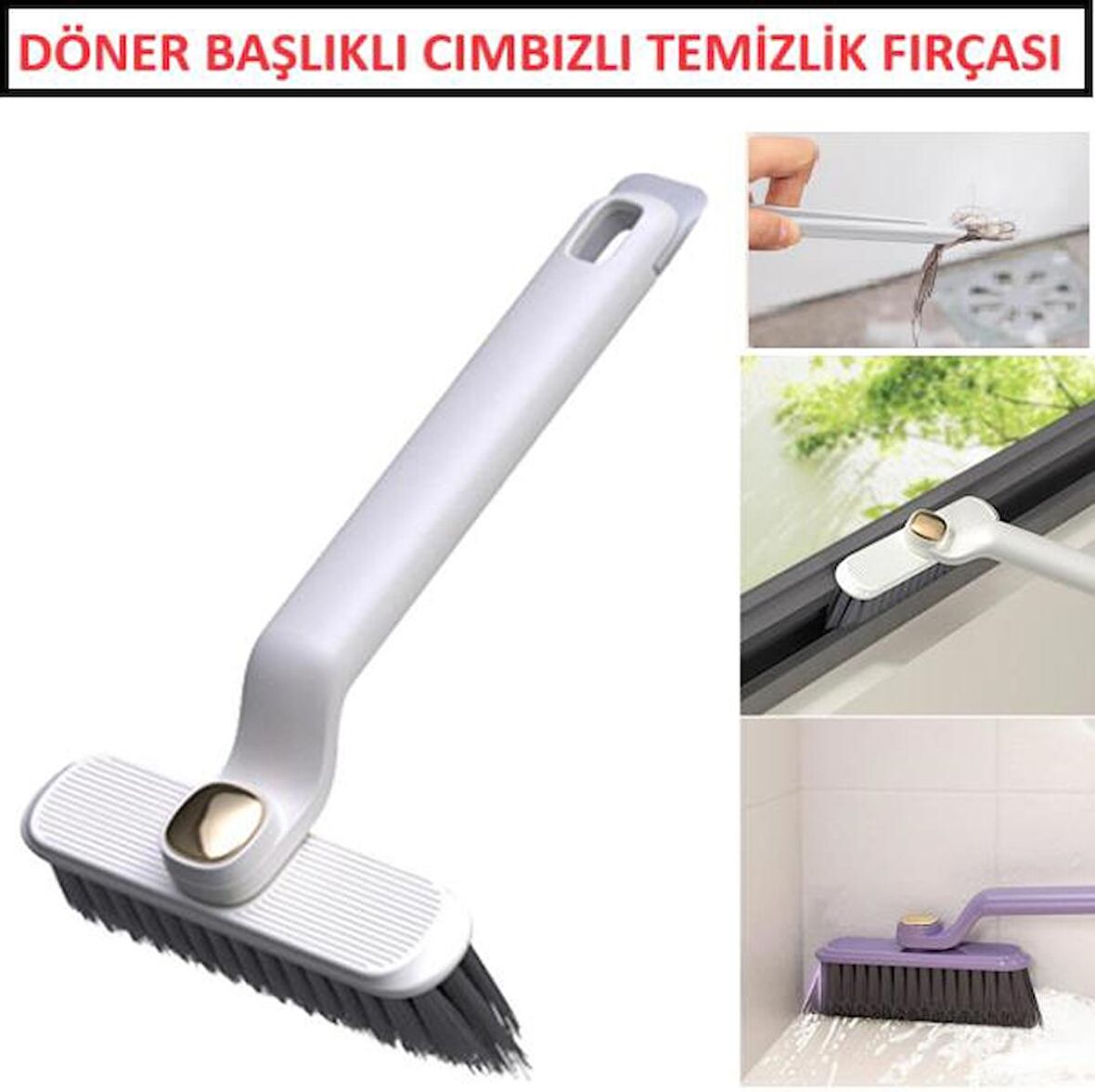 Fırça Döner Başlıklı Temizlik Fırçası Cımbızlı Mutfak Banyo Temizleme Fırçası