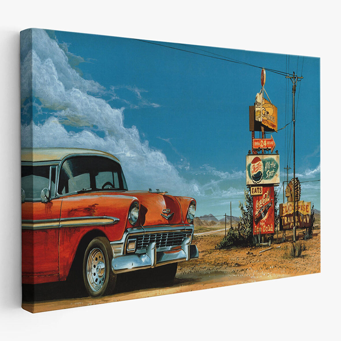 Kırmızı Klasik Araba Tablosu-6660