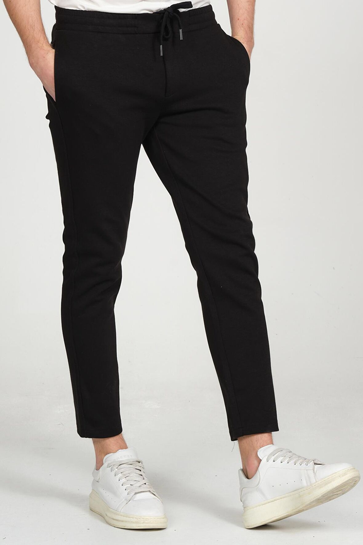 Erkek Relaxed Fit Beli Lastikli Bağcıklı Pamuklu Rahat Spor Jogger Pantolon