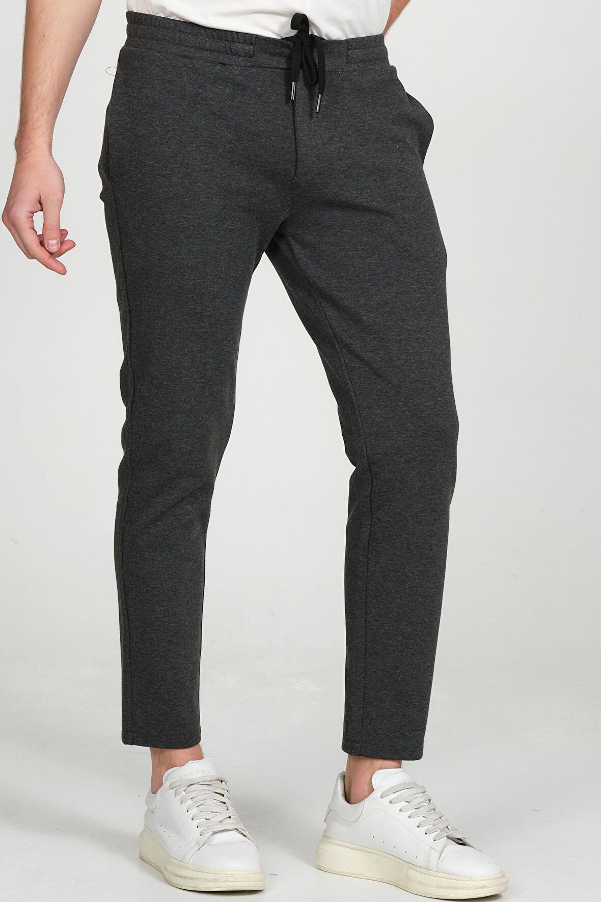 Erkek Relaxed Fit Beli Lastikli Bağcıklı Pamuklu Rahat Spor Jogger Pantolon