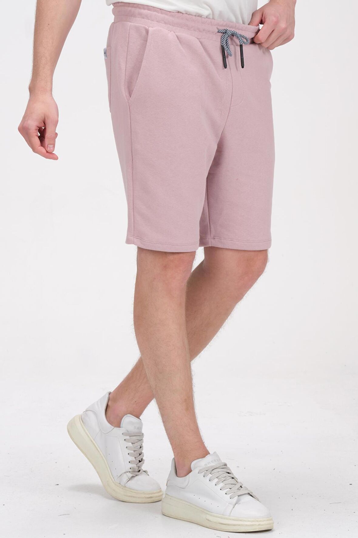 Erkek Beli Lastikli Bağcıklı Cepli İki İplik Pamuk Rahat Spor Örme Şort