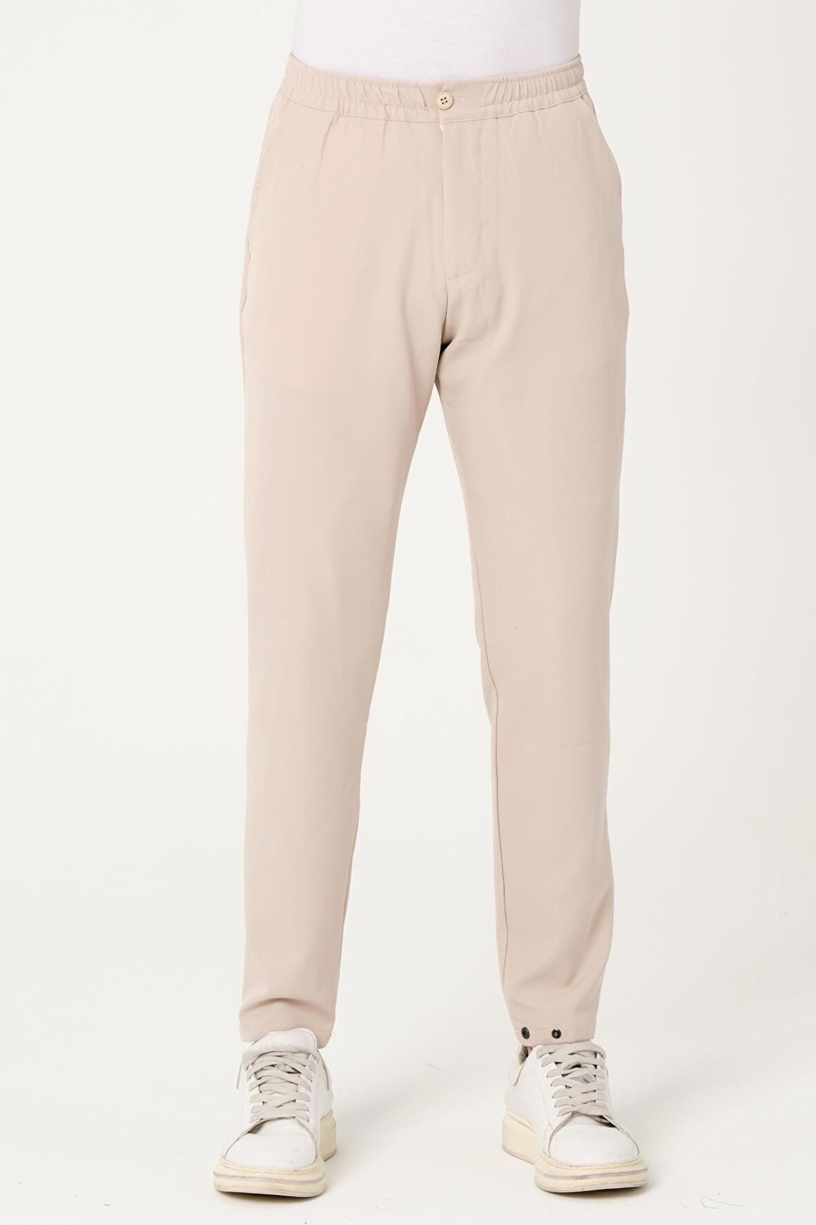 Erkek Relaxed Fit Beli Lastikli Düğmeli Likralı Rahat Spor Pantalon