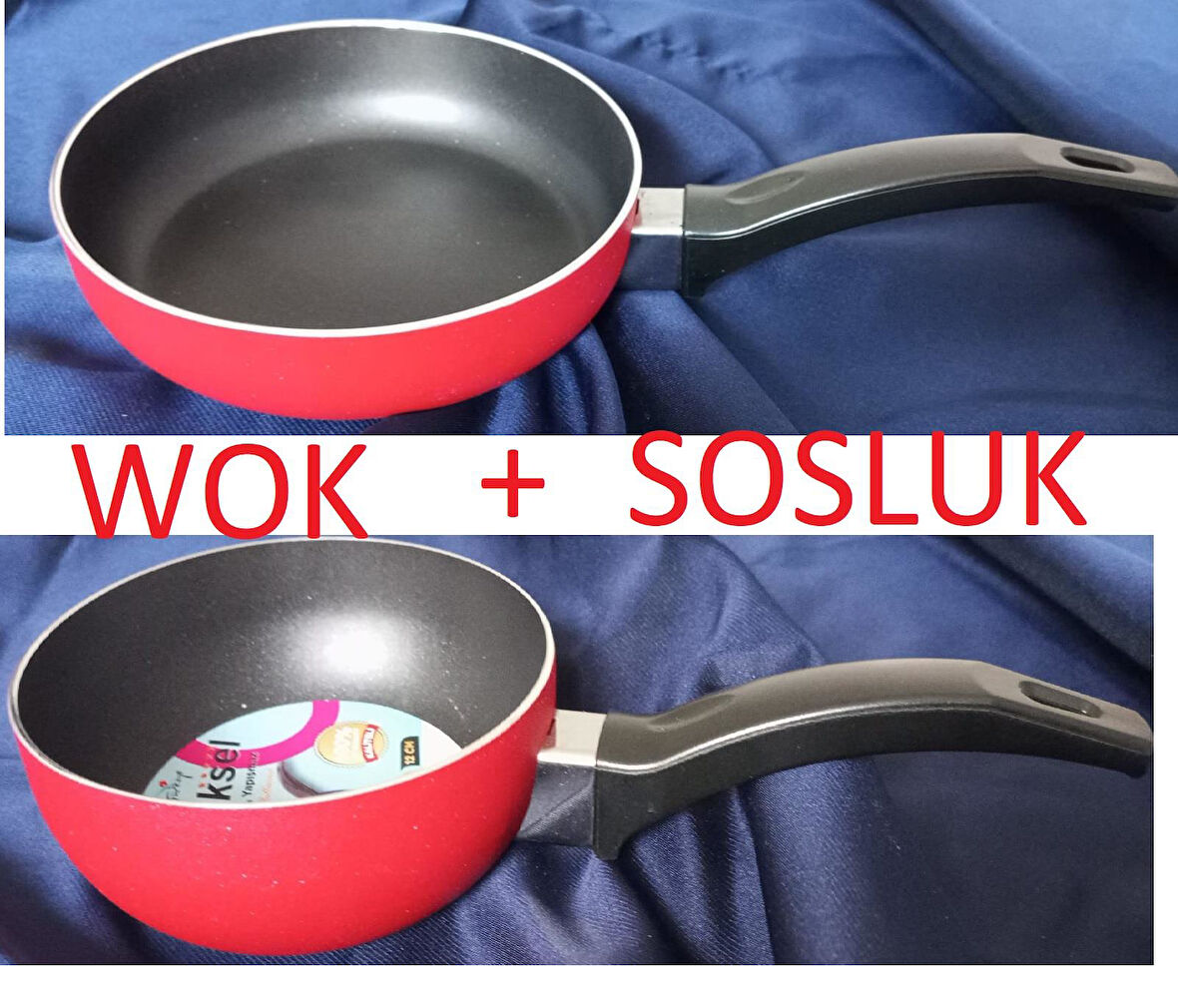 2 Lİ Teflon Sos Tavası 14 CM +12 CM Teflon WOK Tavası yapışmaz teflon ev öğrenci 