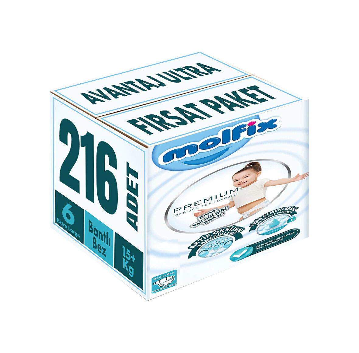 Molfix Premium Bebek Bezi Beden:6 15+kg Extra Large 216 Adet 6 Numara