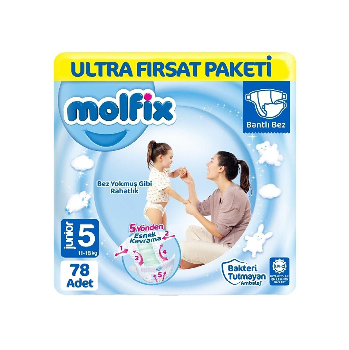 Molfix Bebek Bezi 5 Beden Ultra Fırsat Paketi 78 Adet