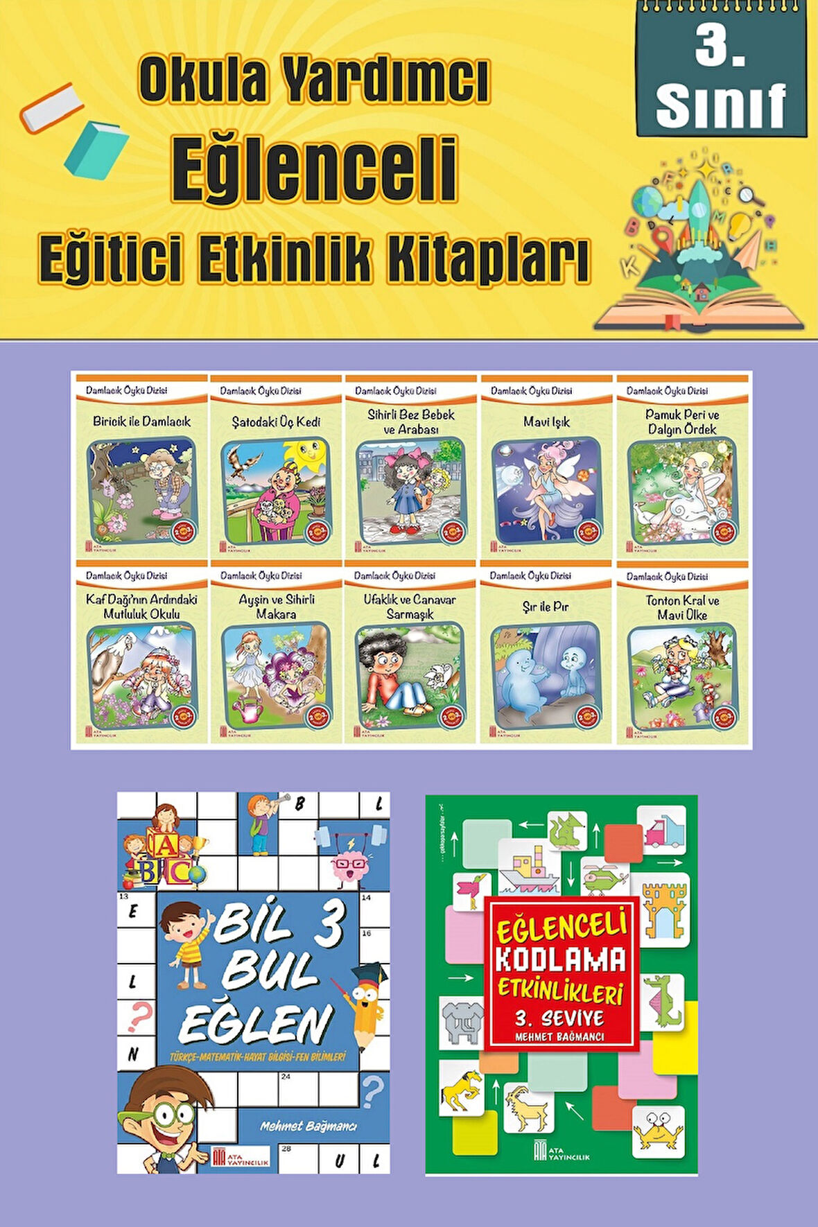3.Sınıflar İçin Okumayı Sevdiren 10 lu Hikaye Seti -Bil Bul Eğlen-Kodlama 3 (Okulda Evde Tatilde)