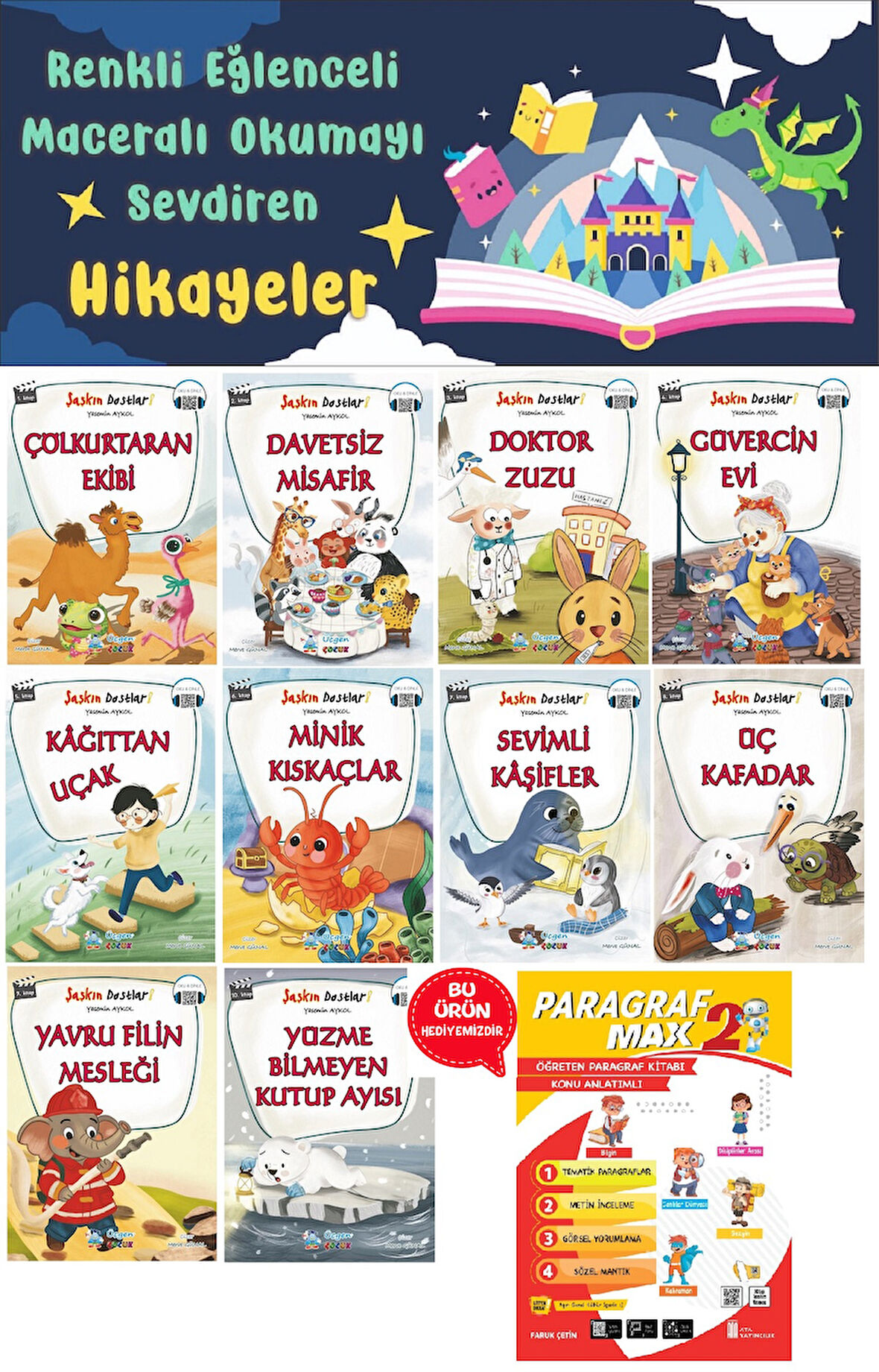 2.Sınıf Şaşkın Dostlar Hikaye Seti (32 Sayfa) - Paragraf Max Kitabı Hediyeli