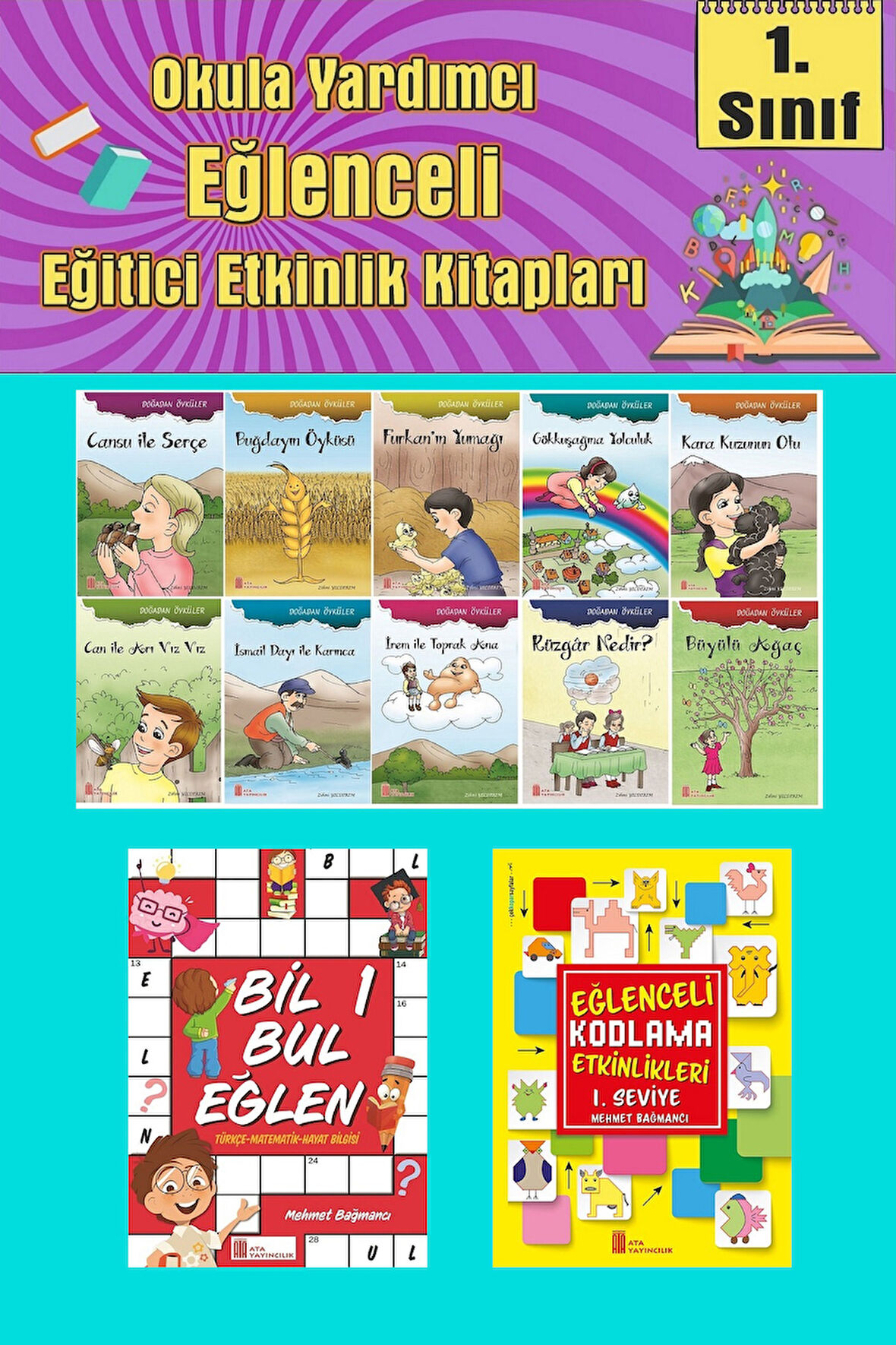 1.Sınıflar İçin Okumayı Sevdiren 10 lu Hikaye Seti -Bil Bul Eğlen-Kodlama 2 (Okulda Evde Tatilde)