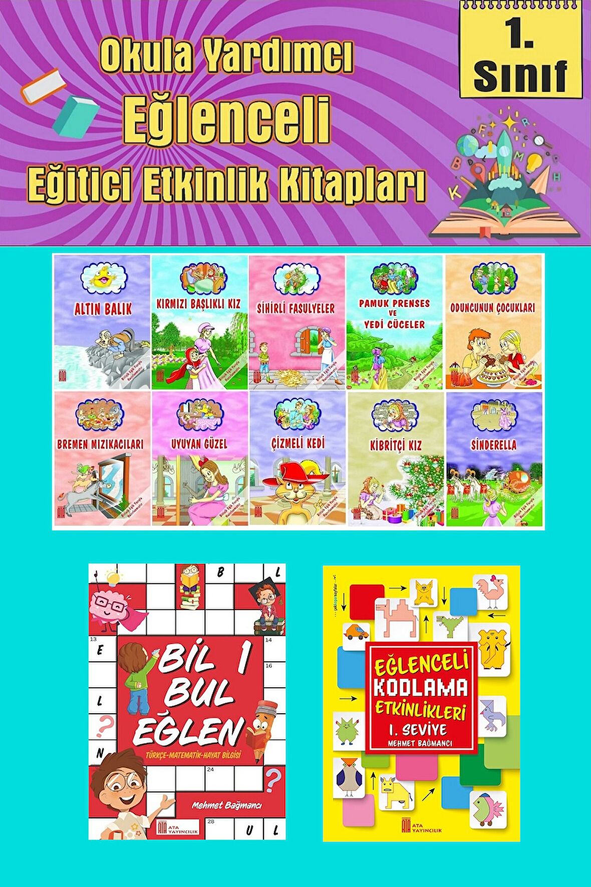 1.Sınıflar İçin Okumayı Sevdiren 10 lu Hikaye Seti -Bil Bul Eğlen-Kodlama 13 (Okulda Evde Tatilde)