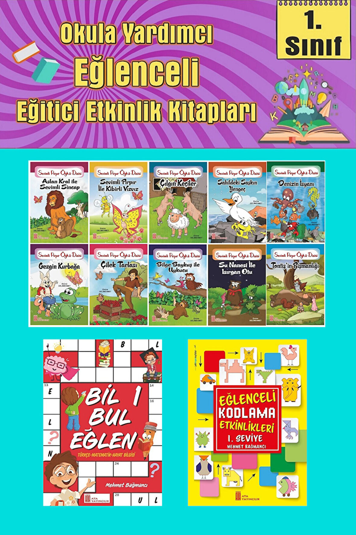 1.Sınıflar İçin Okumayı Sevdiren 10 lu Hikaye Seti -Bil Bul Eğlen-Kodlama 4 (Okulda Evde Tatilde)