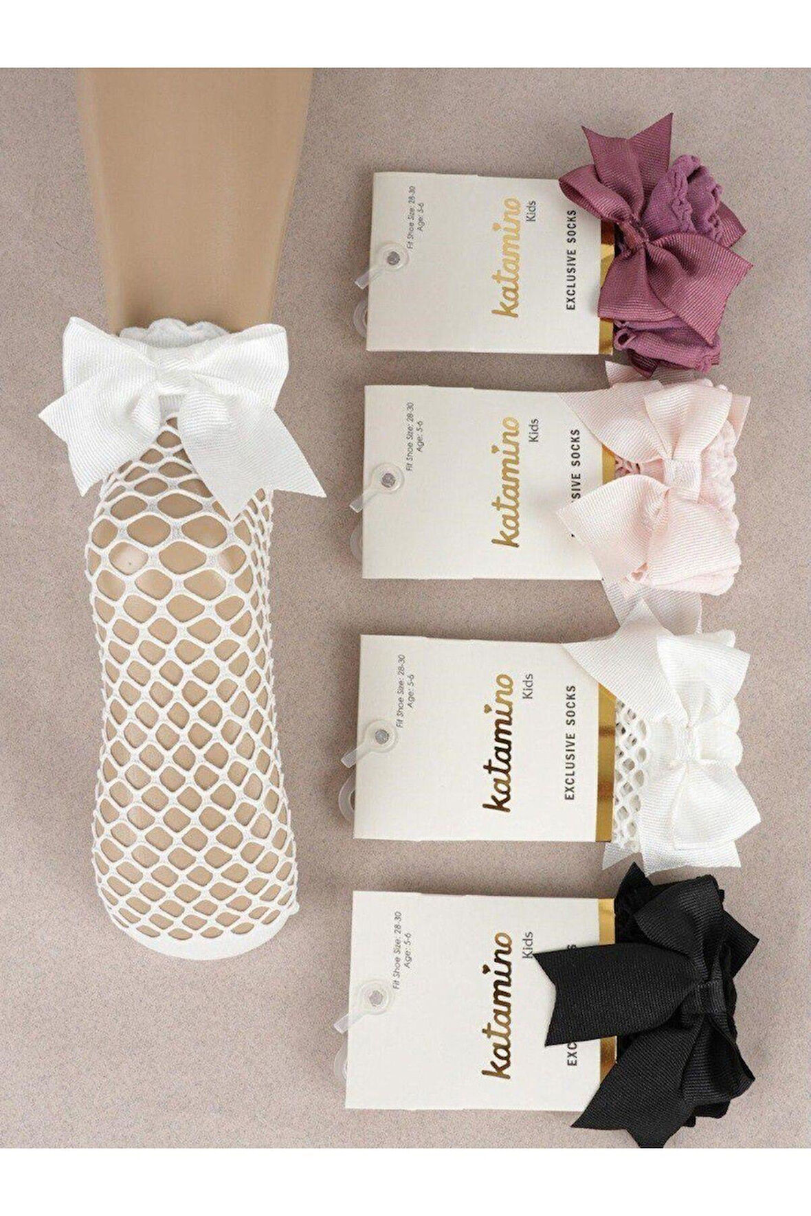 1 Çift Kız Çocuk Siyah File Dantel Detaylı Soket Çorap