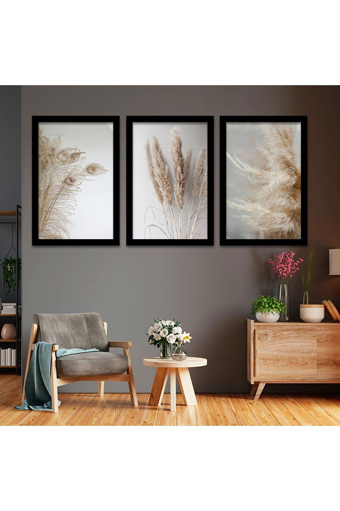 5 Parça Mdf Amazon Taşları Doğa Tablo ve Mdf Saat Kombin