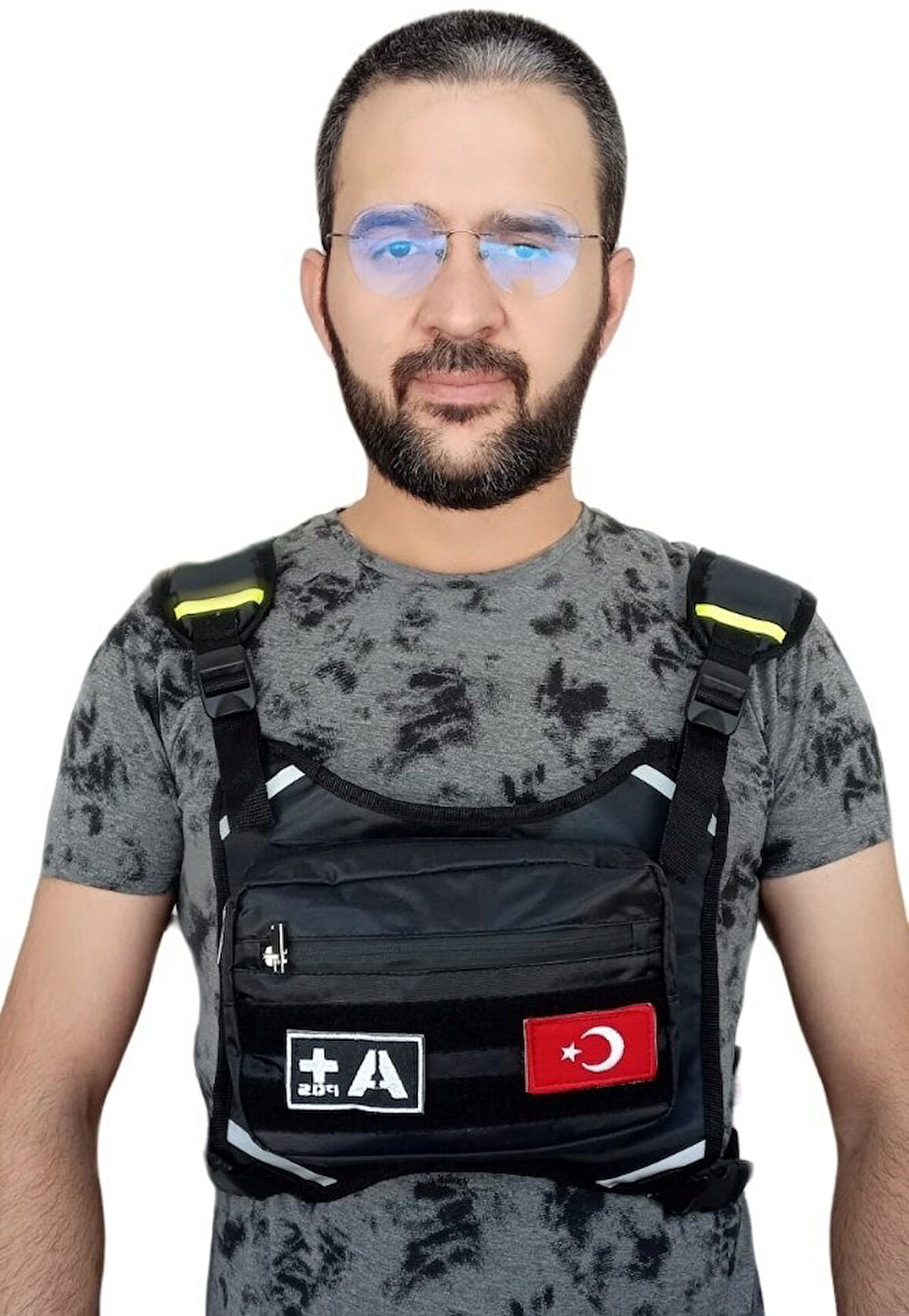 Motorcu Göğüs Çantası Reflektörlü Su Geçirmez Kan Grubu A+pozitif