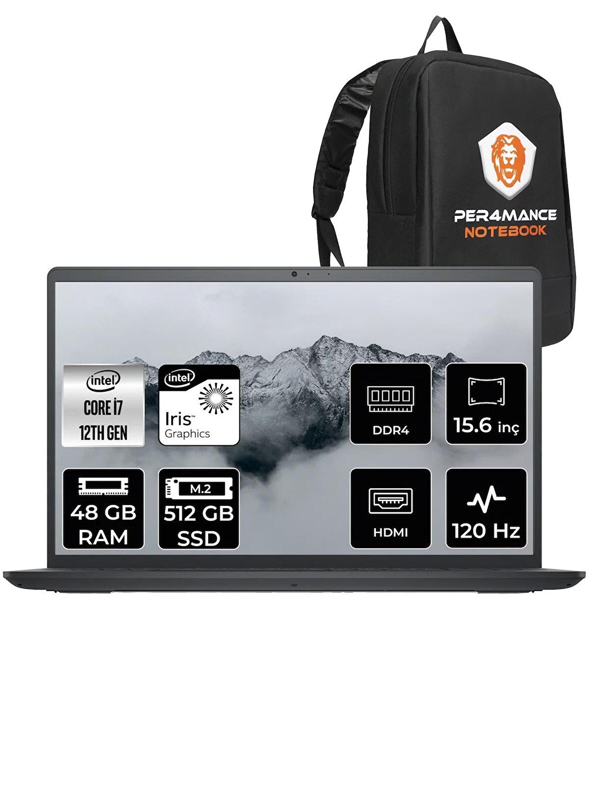 Dell Inspiron 3520 i7 1255U 48GB RAM 512GB SSD 15.6'' FHD FDOS I35201013U & PER4 ÇANTA