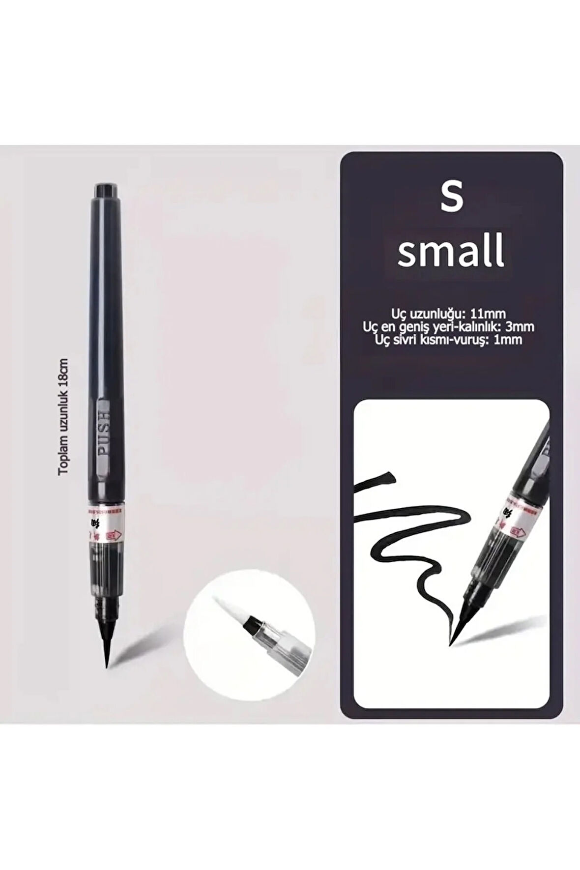 Brush pen, hazneli fırça uçlu kalem, çini, seramik, tahrir fırçası, çizim fırça, 1 Adet-S