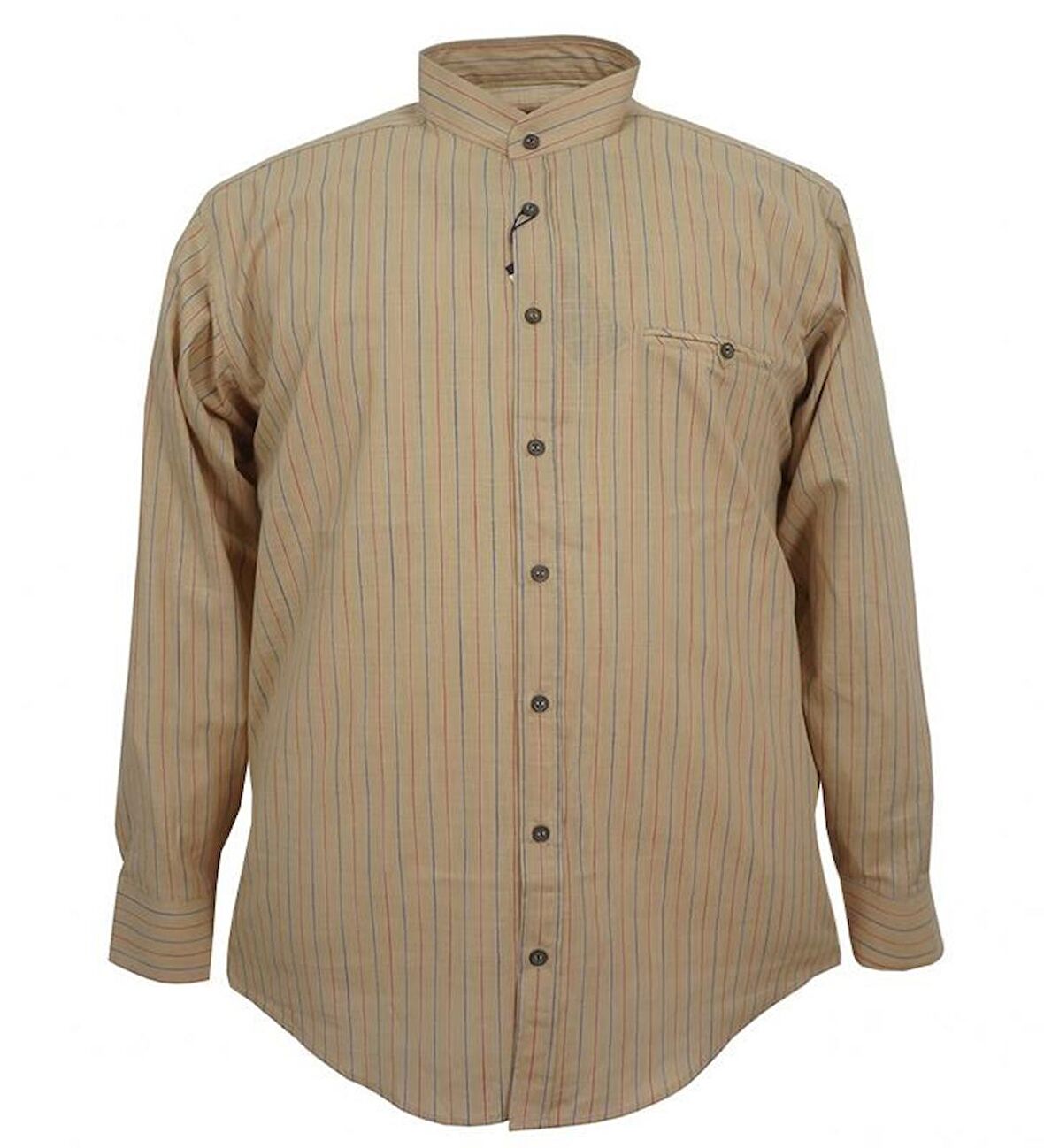 Büyük Beden Hakim Yaka Gömlek Uzun Kol