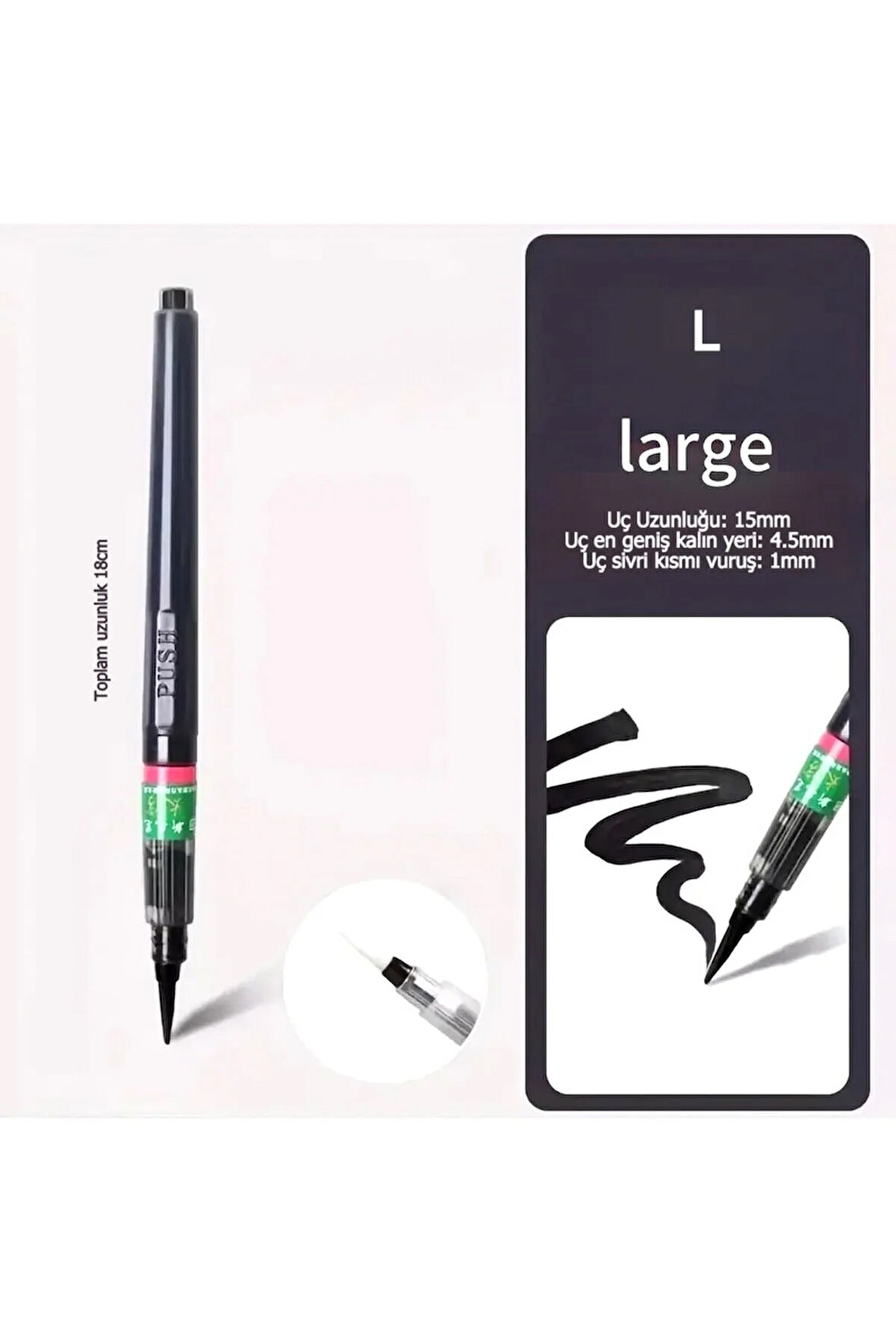 Brush pen, hazneli fırça uçlu kalem, çini, seramik, tahrir fırçası, çizim fırça, 1 Adet-L