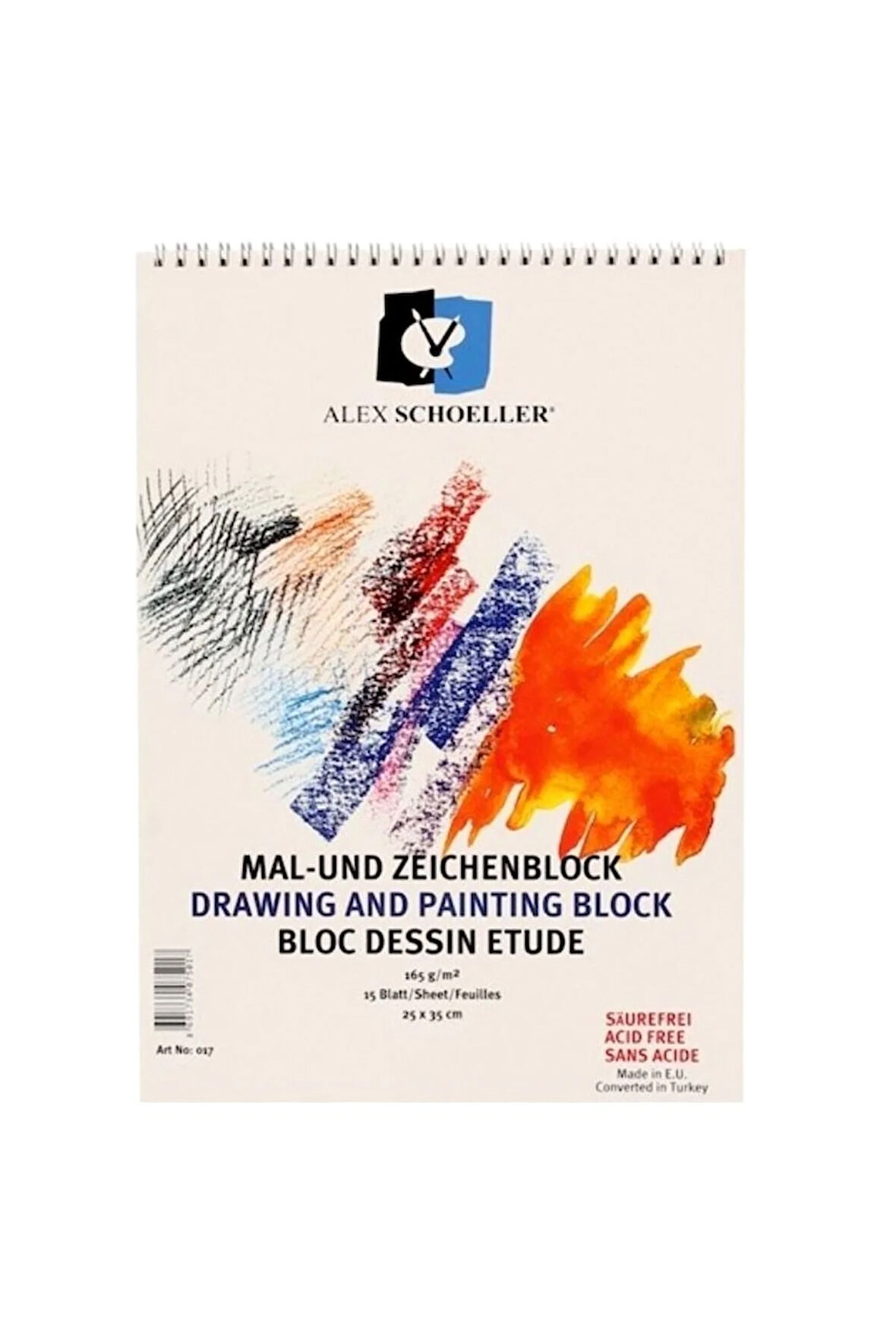 Alex Schoeller Resim Defteri, teknik çizim defteri 25X35 Spiralli 165 Gr 15 Yaprak