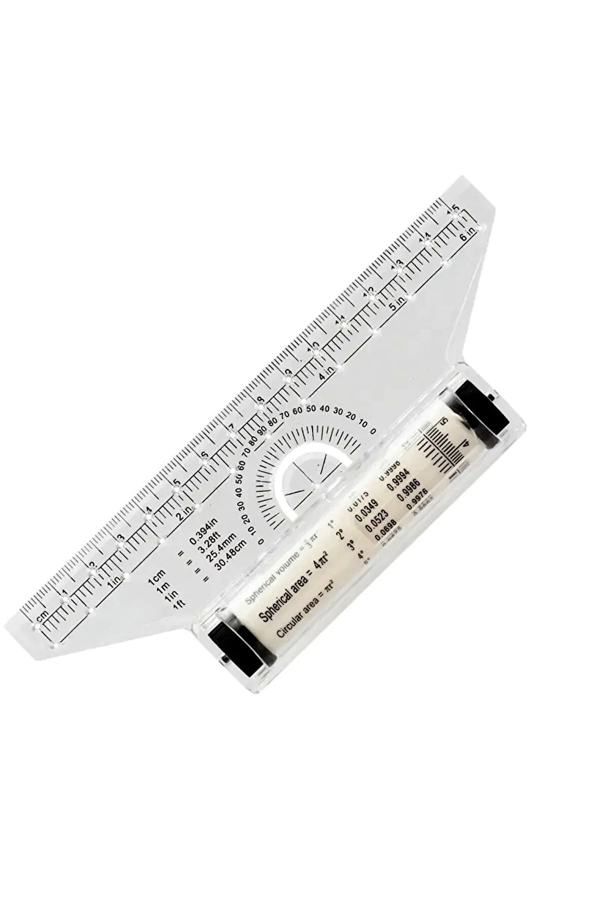 Açılı paralel cetvel, yuvarlanan cetvel, ölçek paralel cetvel, sinüs-kosinus, rolling ruler 15cm