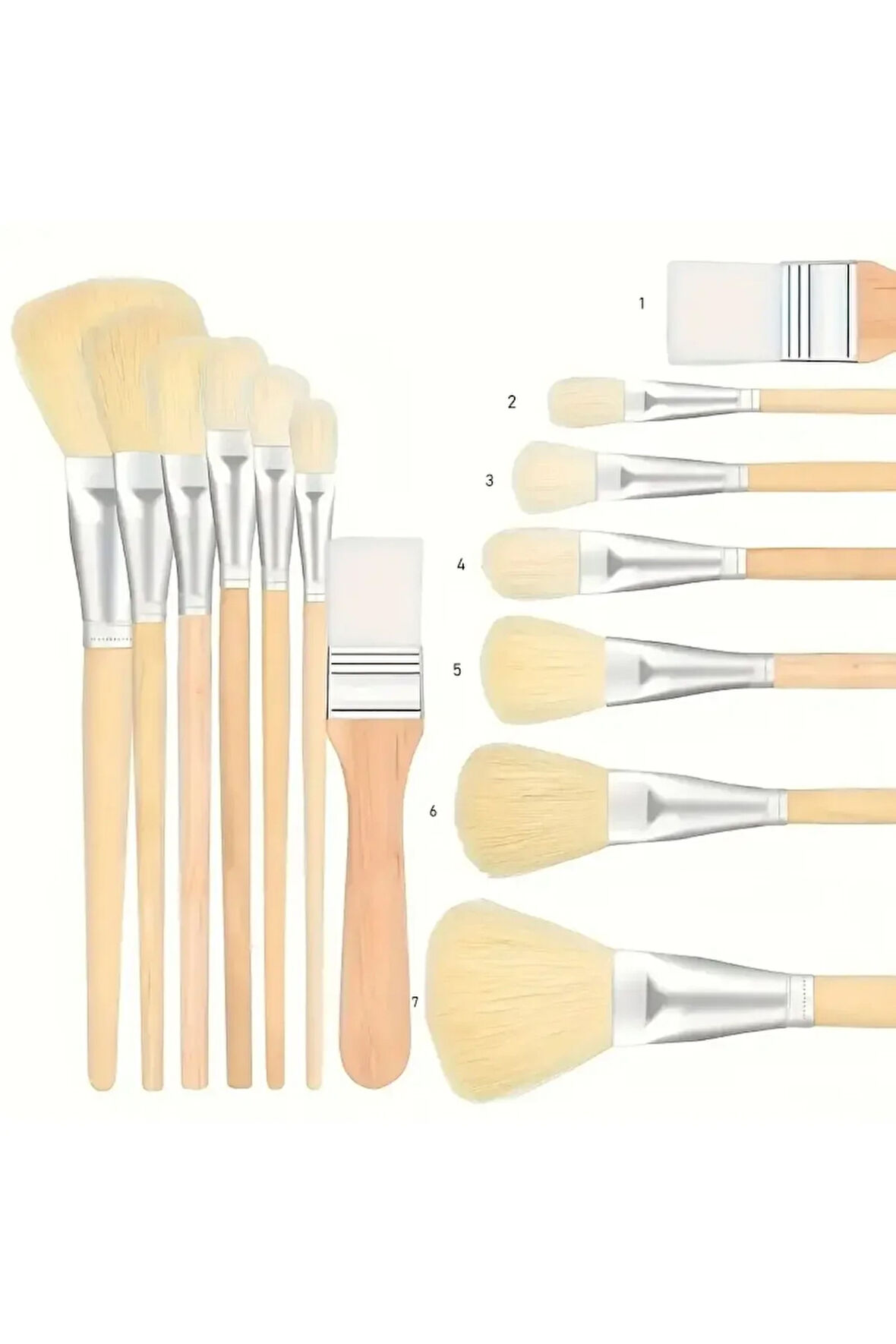 Seramik çini sırlama fırça seti, yaldızlama, vazo, cam, akrilik boyama, keçi kılı Premium-Set 7 Adet