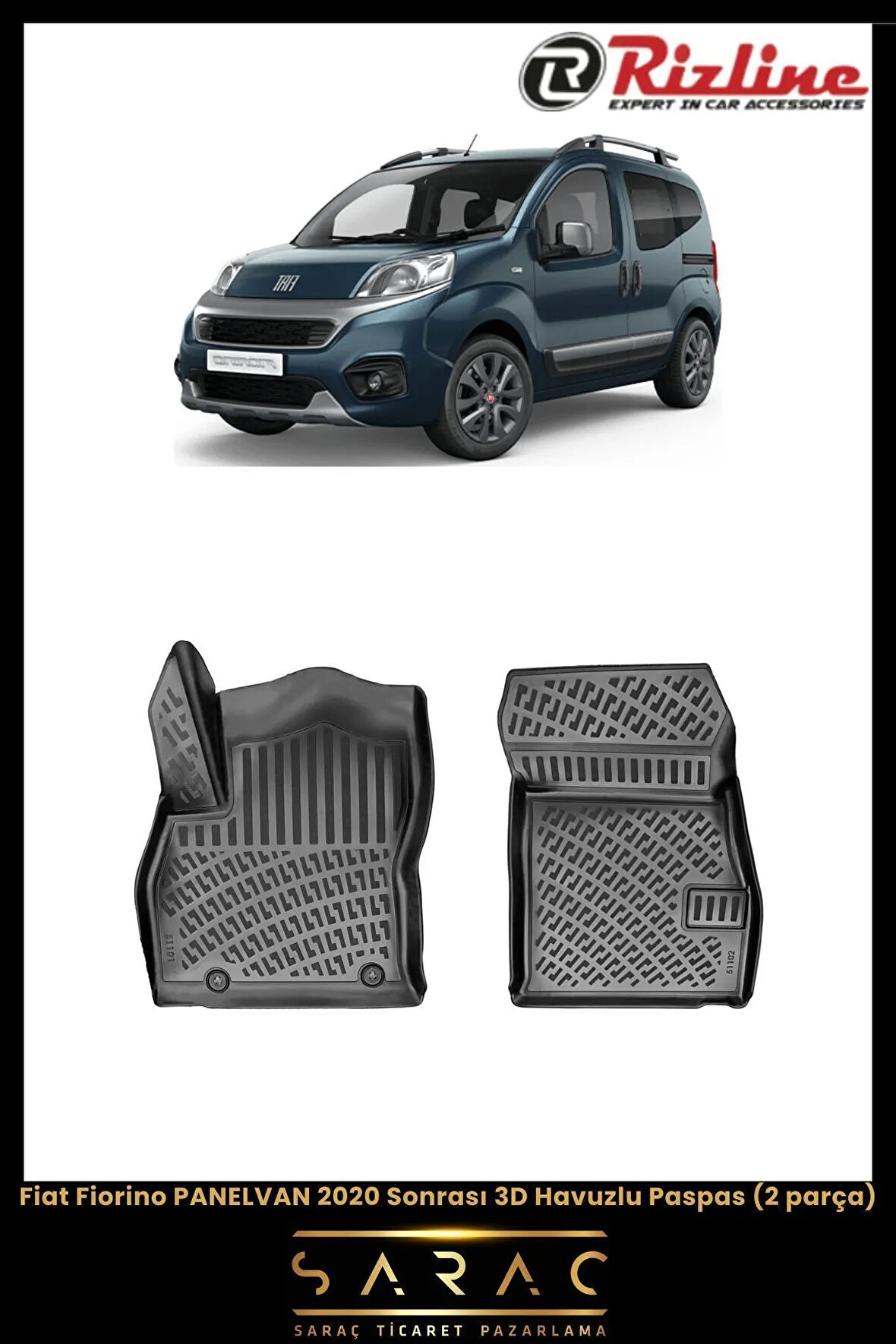 Rizline Fiat Fiorino Panelvan Dizel 2022 Model 3D Havuzlu Paspas