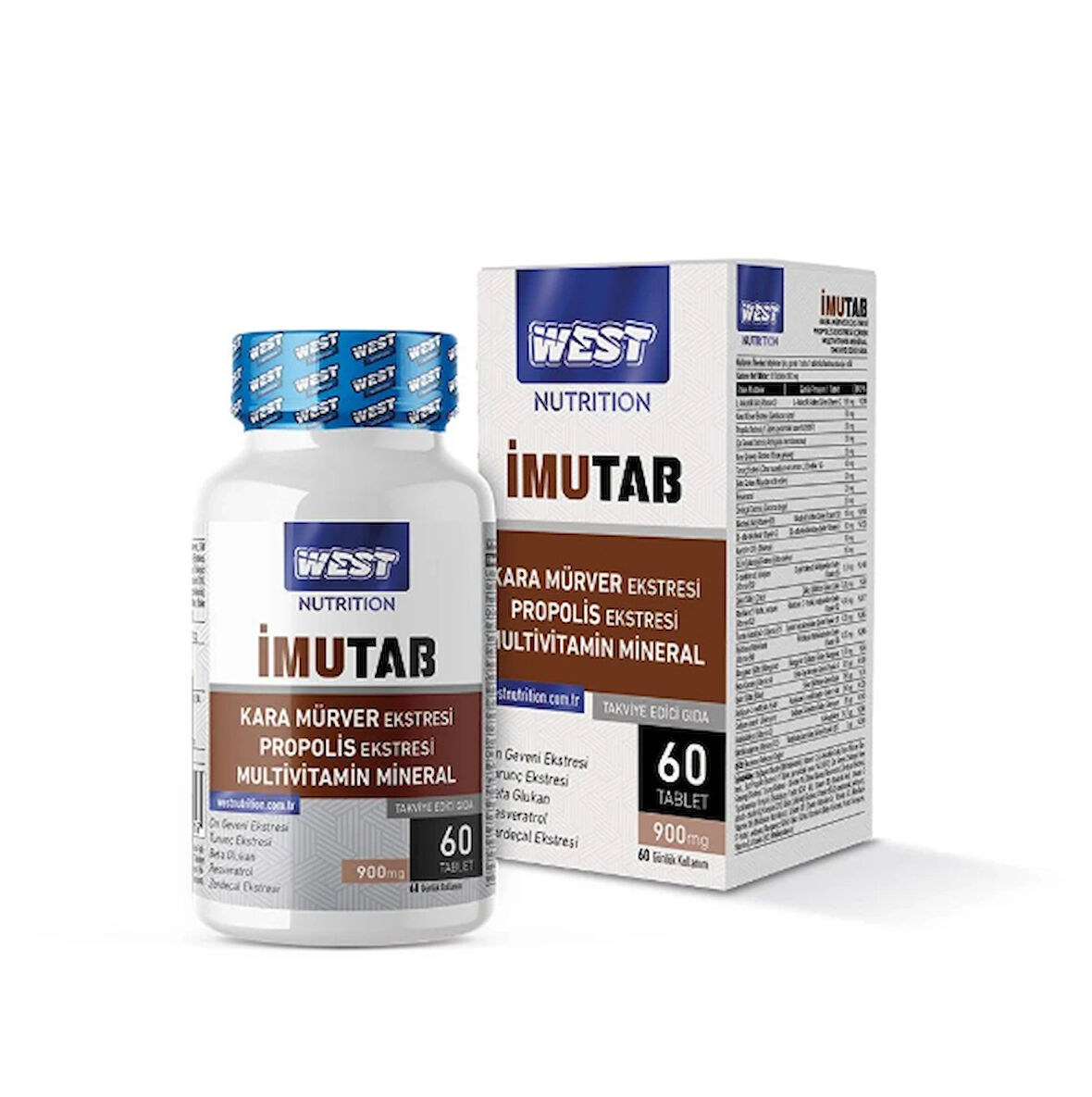 West İmutab Kara Mürver (Sambucus) & Propolis Ekstreli MULTİVİTAMİN MİNERAL 60 Tablet x 900 mg