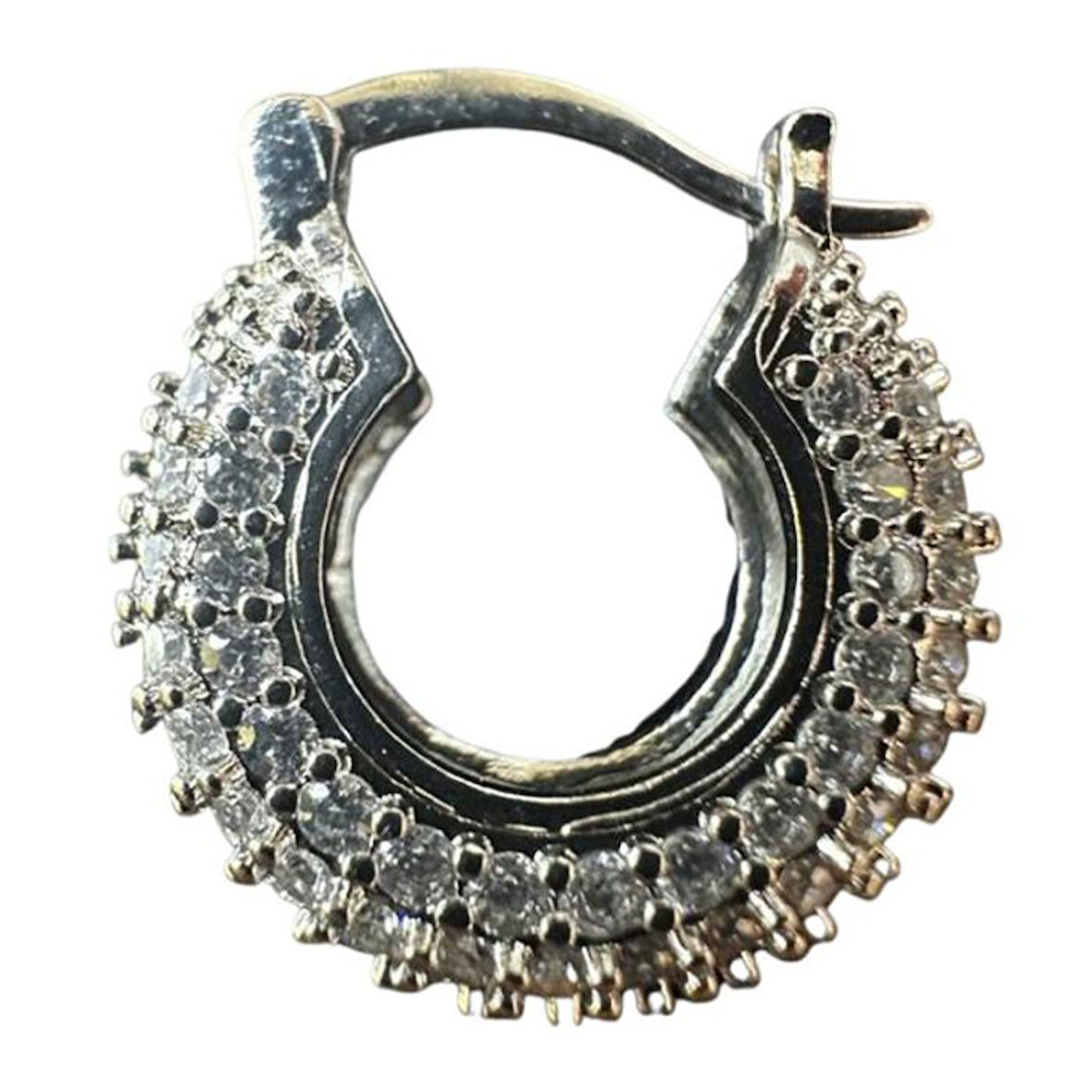 Uretti - İREM 3914 Zirkon Taşlı Su Yolu Model Minimal Çelik Halka Küpe