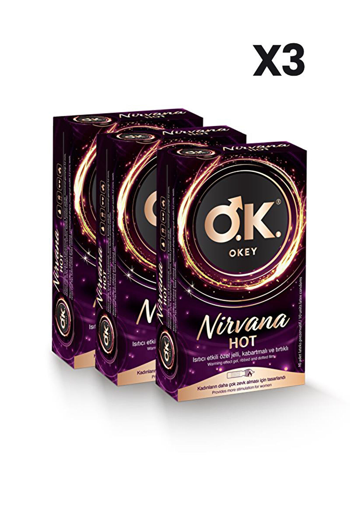 Okey Nirvana Hot Prezervatif 10'lu x3 Adet