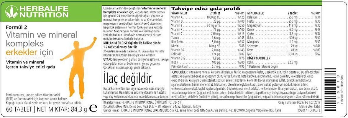 Herbalife Erkek Vitamini Formül 2